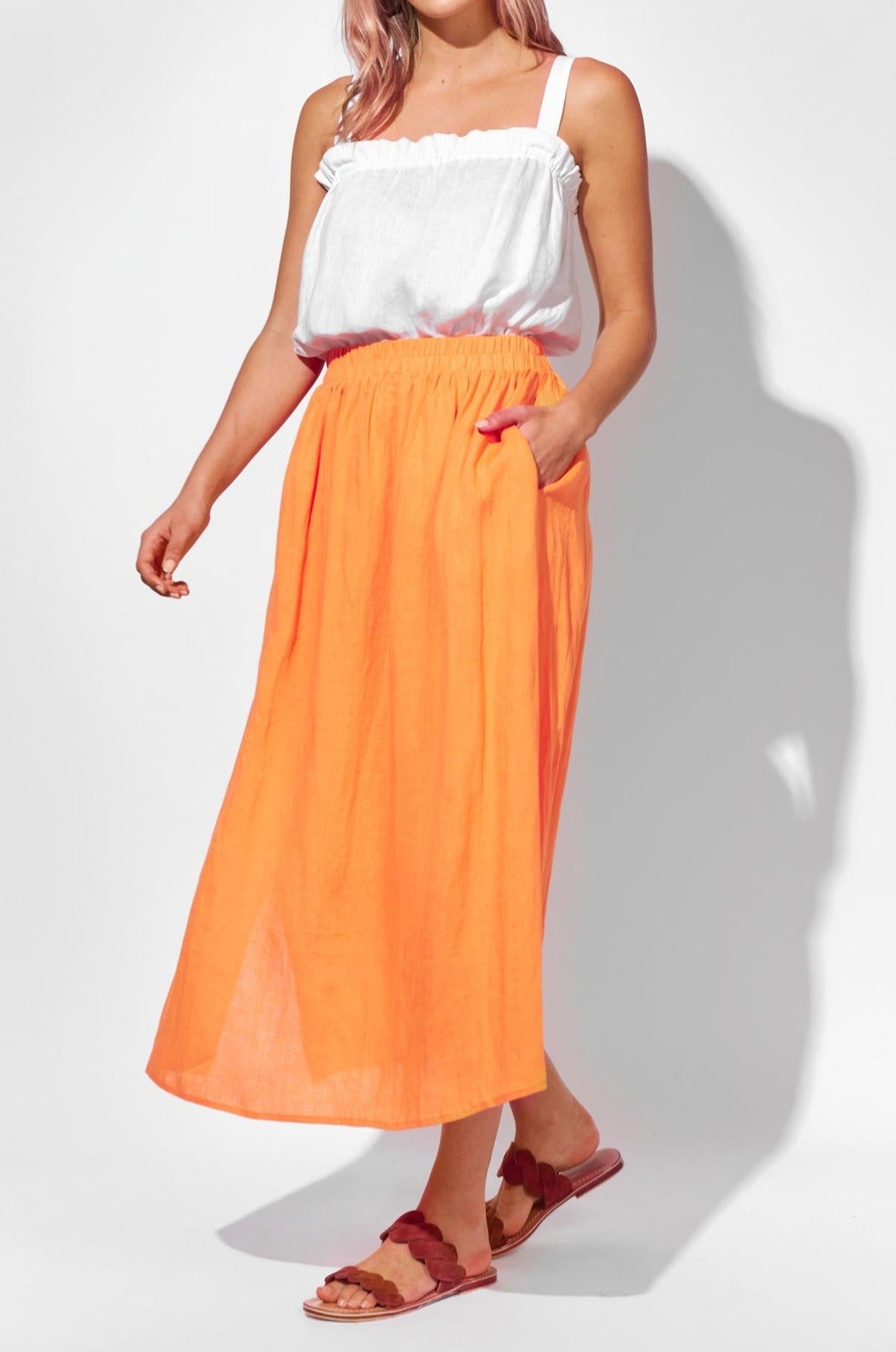 Nusa Skirt - Melon - Isle of Mine Clothing - Skirt Maxi Linen