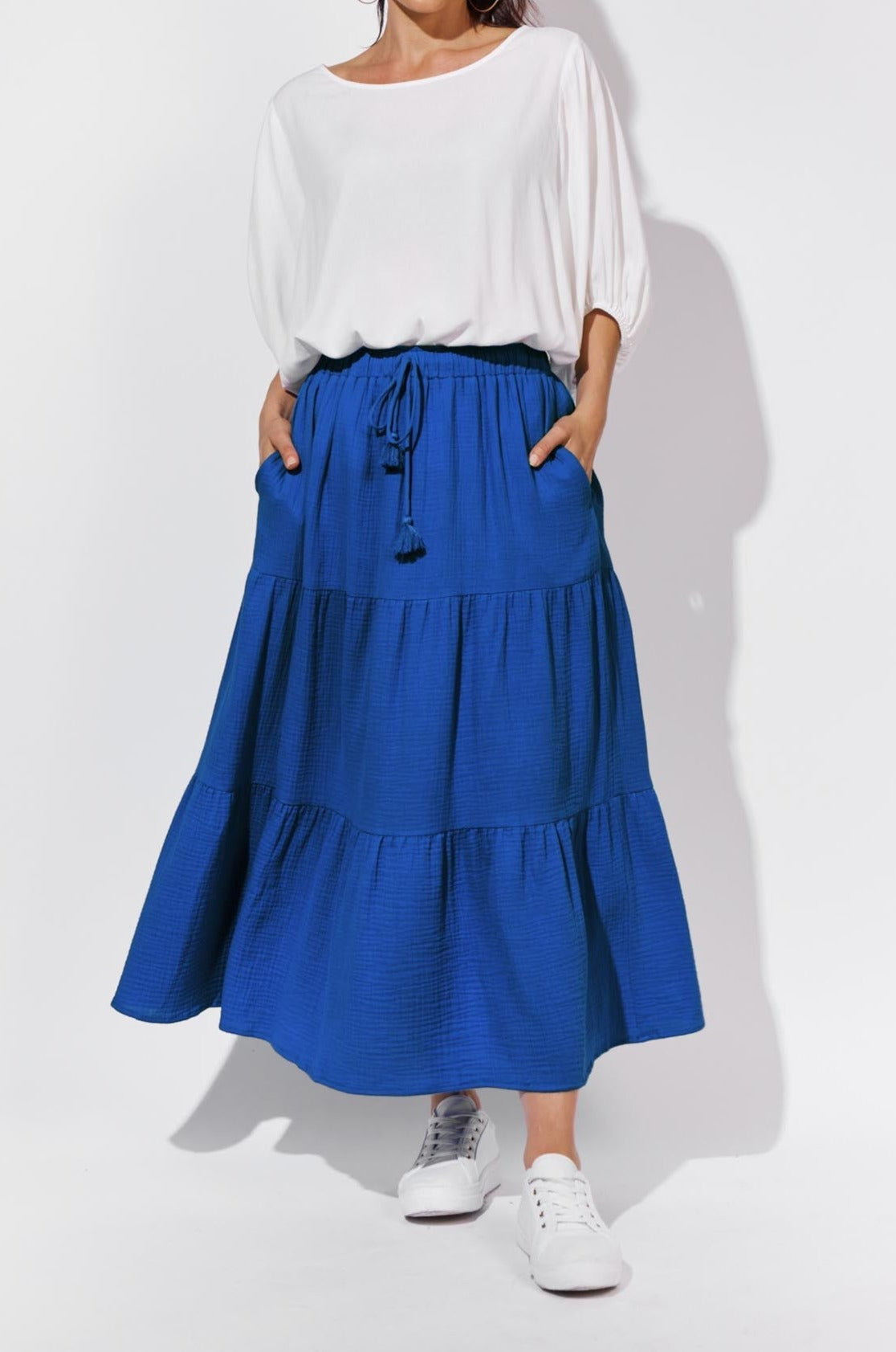 Java Tiered Skirt - Cobalt - Isle of Mine Clothing - Skirt Mid