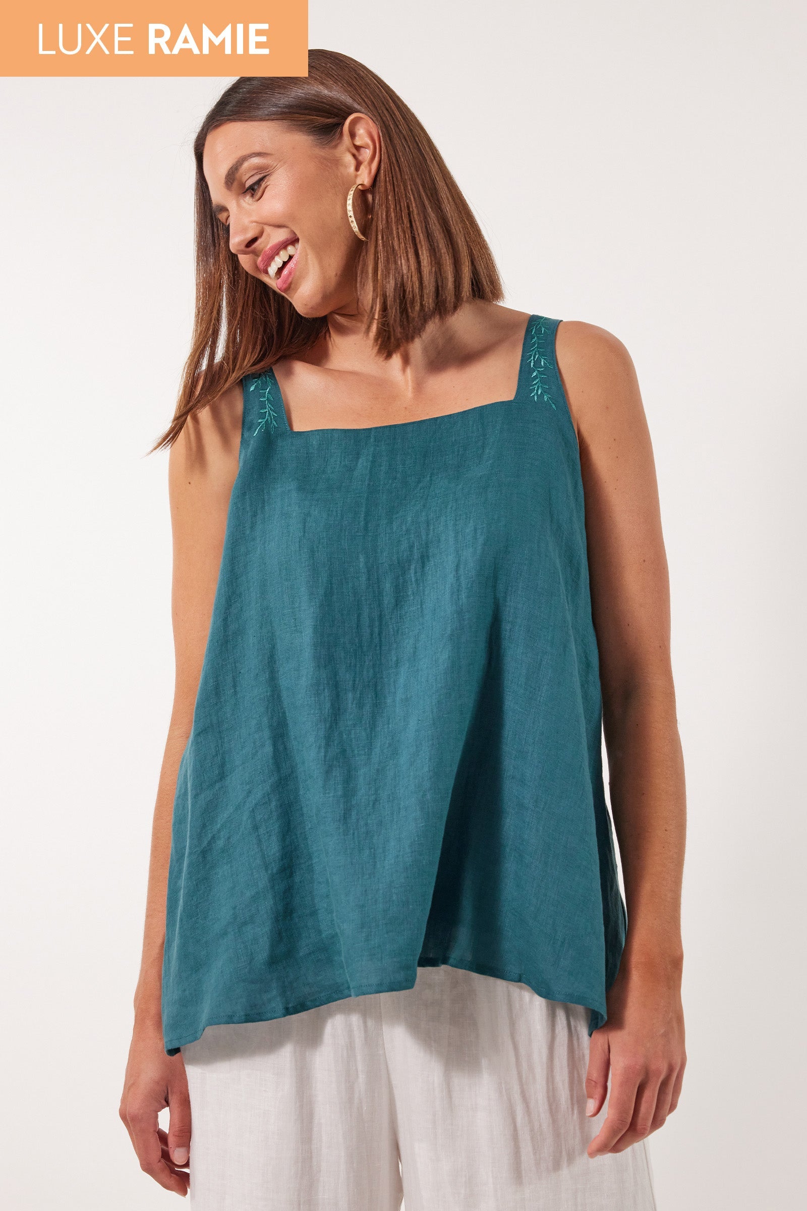 Gala Tank - Teal - Isle of Mine Clothing - Top Sleeveless Ramie