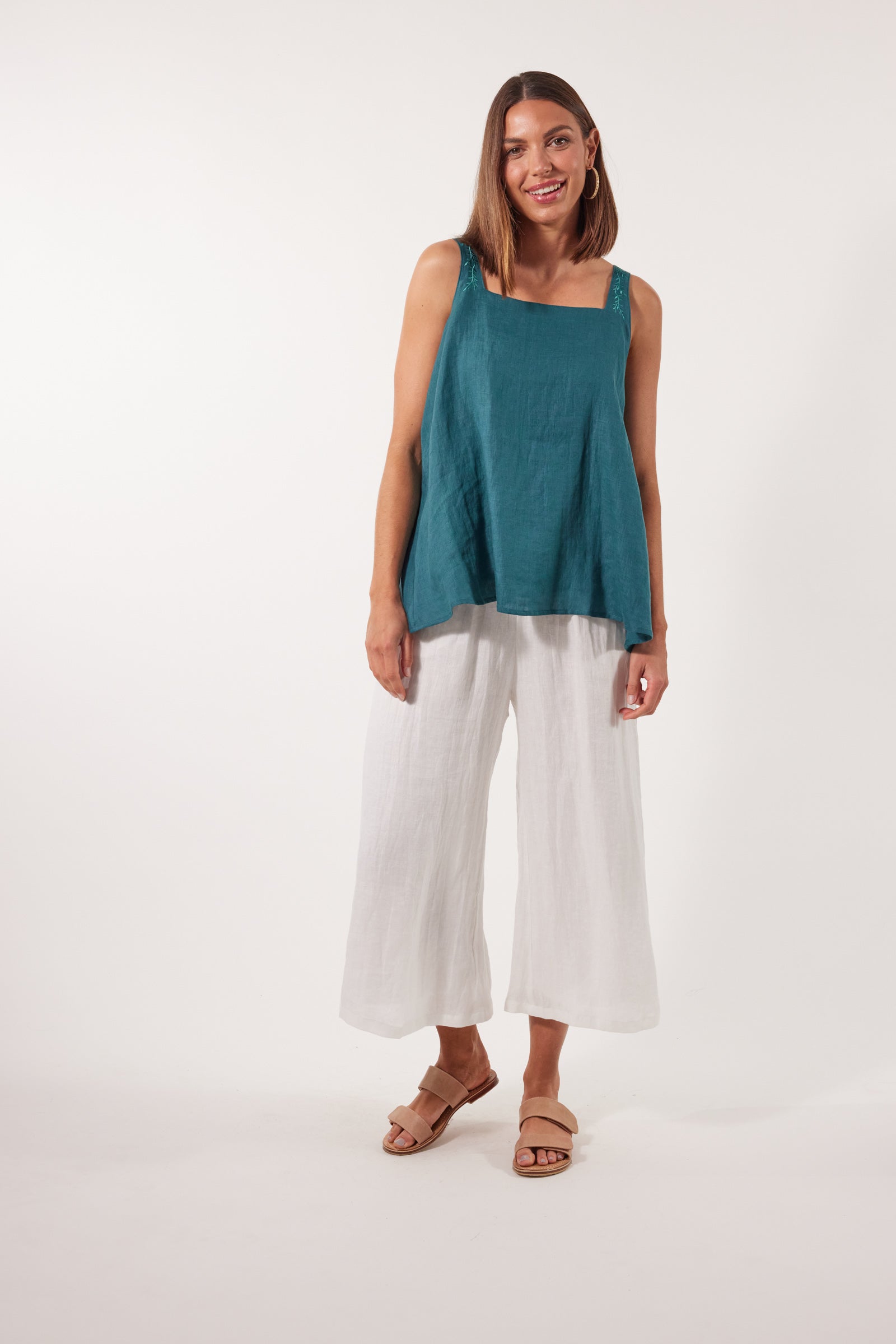 Gala Tank - Teal - Isle of Mine Clothing - Top Sleeveless Ramie