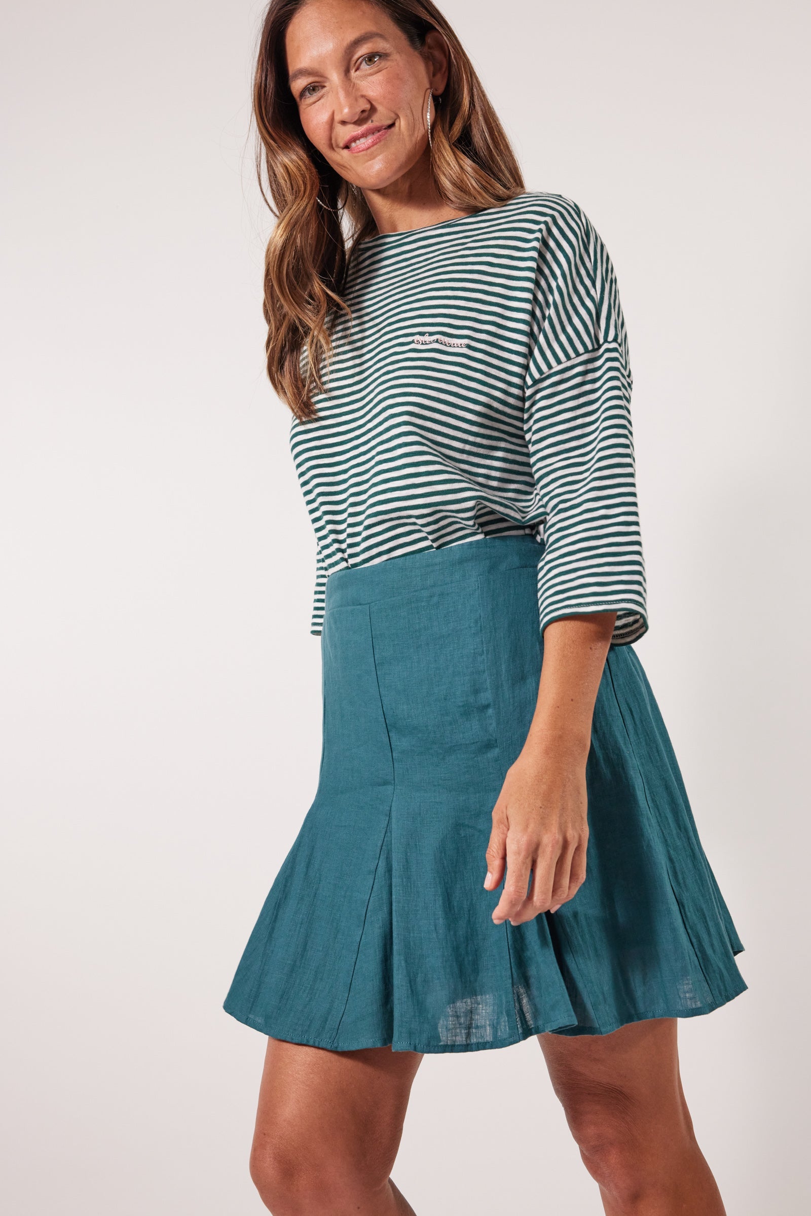 Gala Skirt - Teal - Isle of Mine Clothing - Skirt Mini Ramie