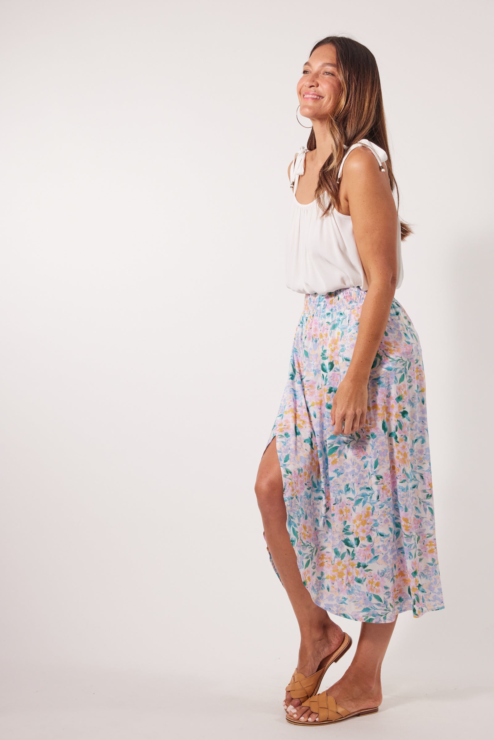 Botanical Midi Skirt - Salt Hydrangea - Isle of Mine Clothing - Skirt Mid