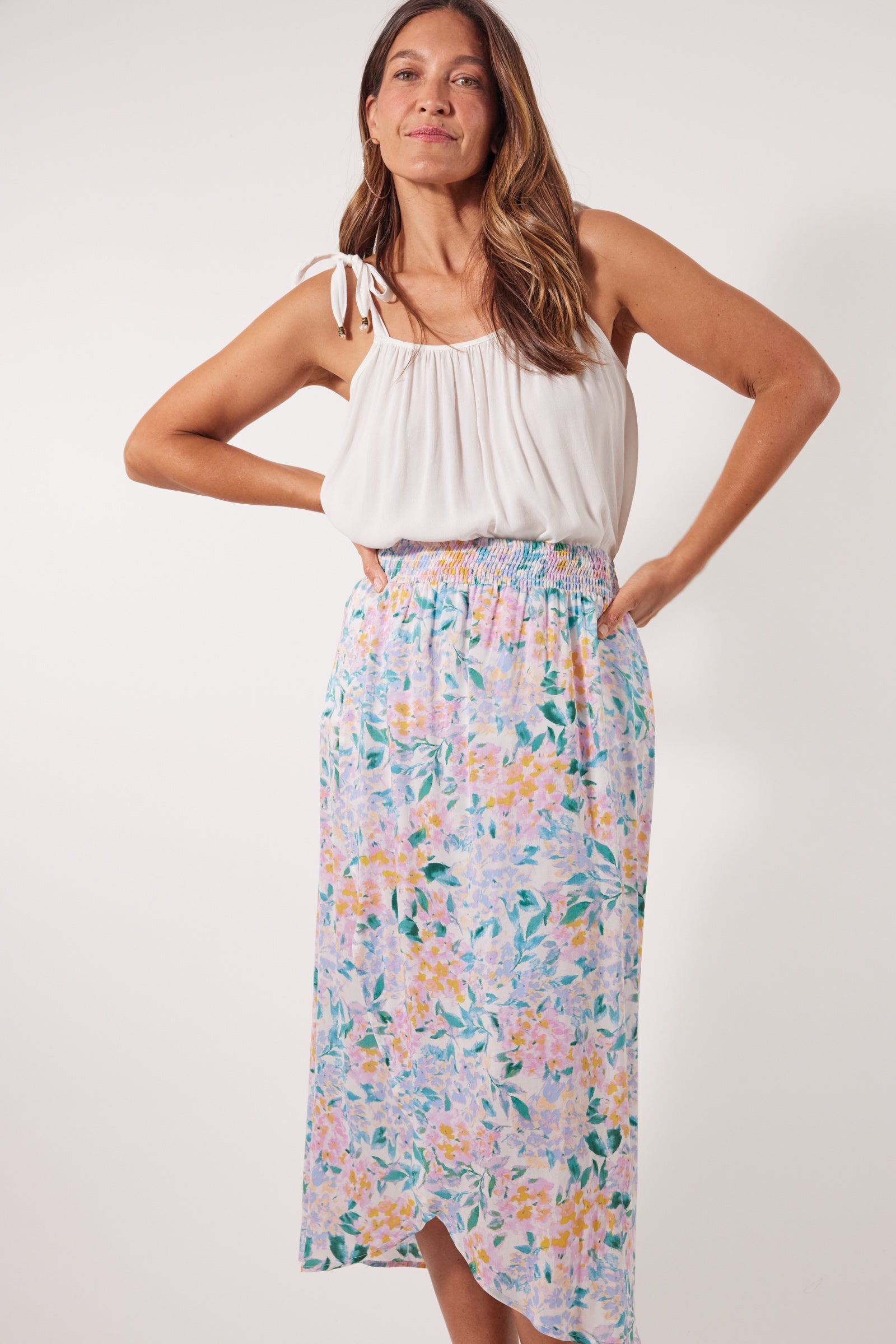 Botanical Midi Skirt - Salt Hydrangea - Isle of Mine Clothing - Skirt Mid