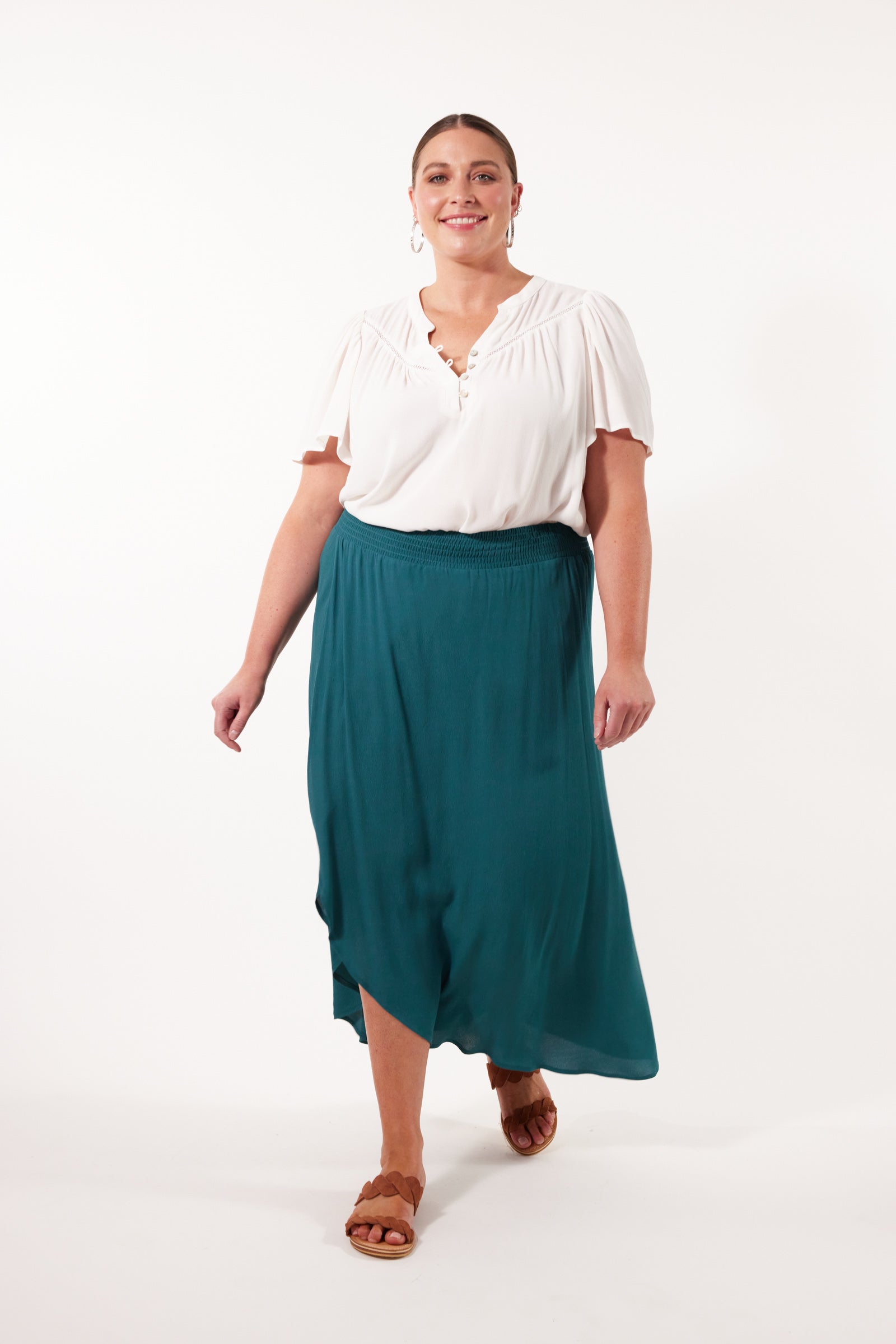 Botanical Midi Skirt - Teal - Isle of Mine Clothing - Skirt Mid