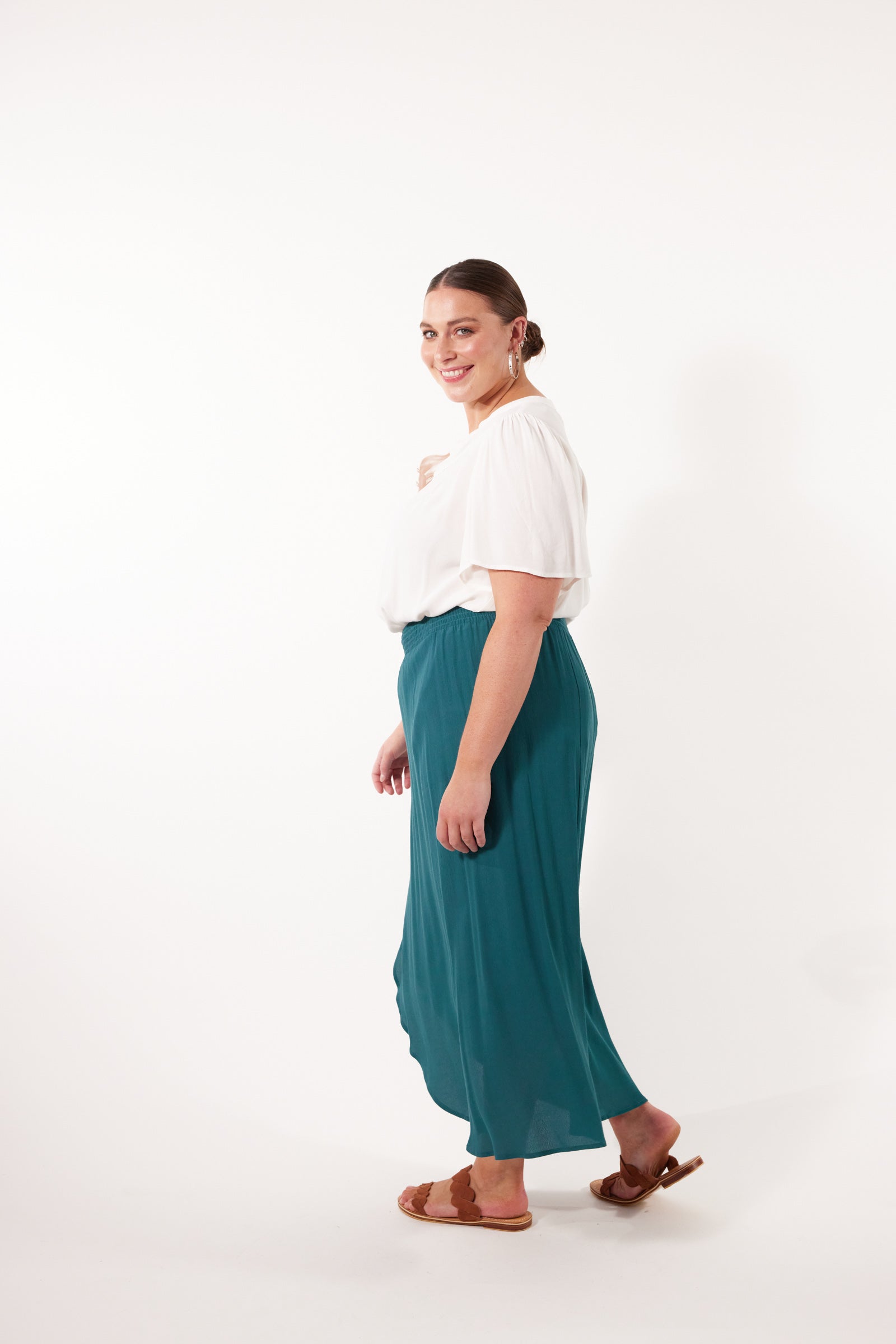 Botanical Midi Skirt - Teal - Isle of Mine Clothing - Skirt Mid