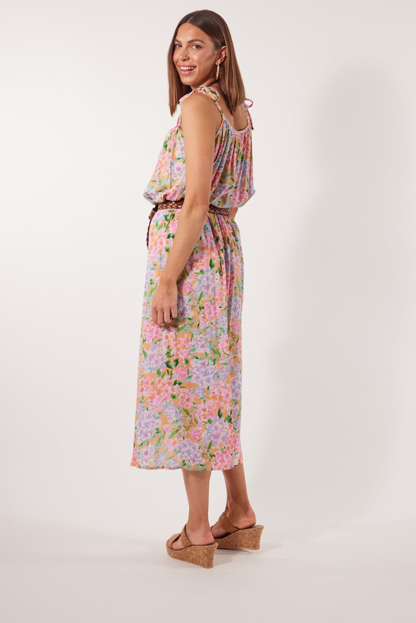 Botanical Midi Skirt - Sunset Hydrangea - Isle of Mine Clothing - Skirt Mid