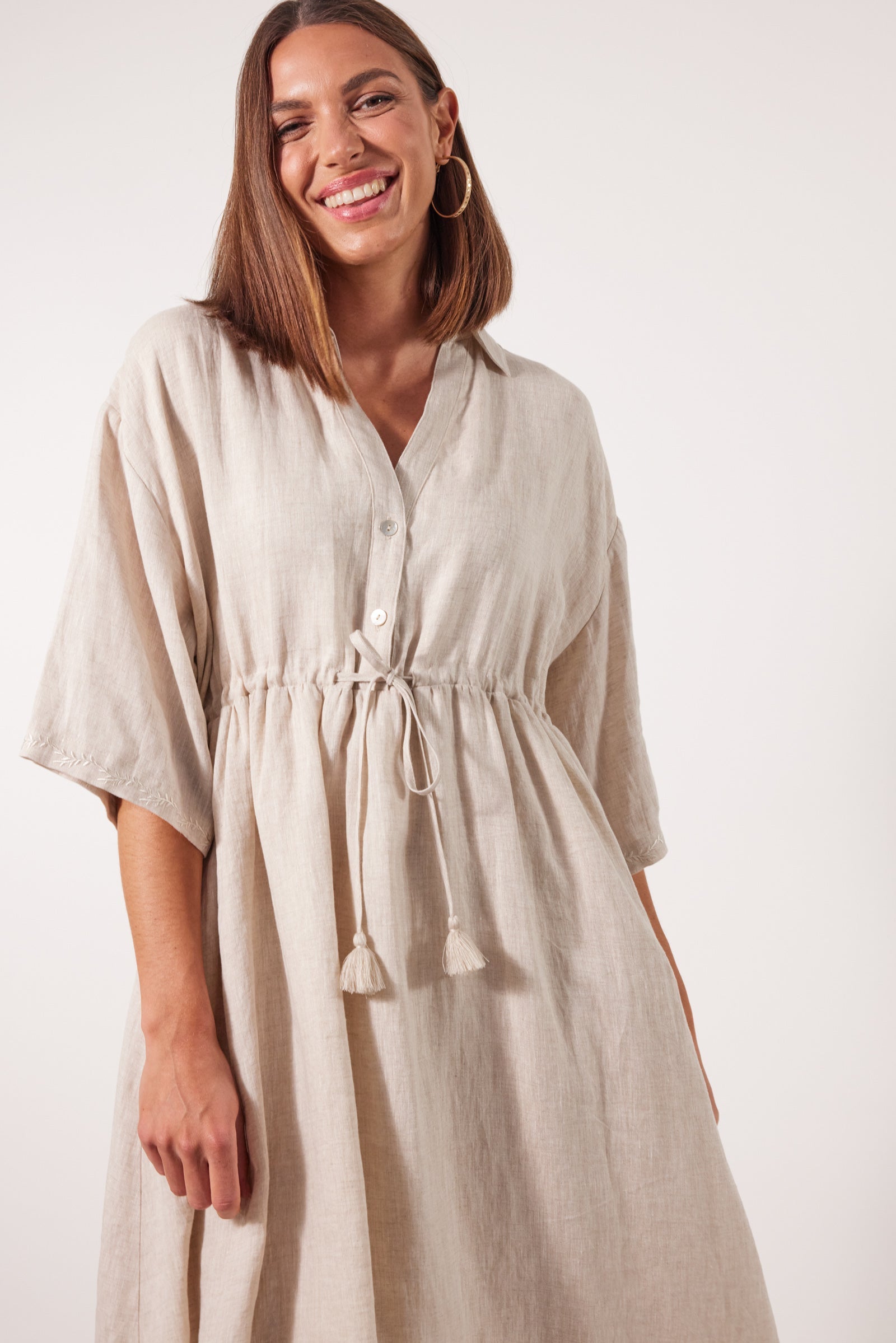 Gala Relax Dress - Canvas - Isle of Mine Clothing - Dress Mid One Size Linen