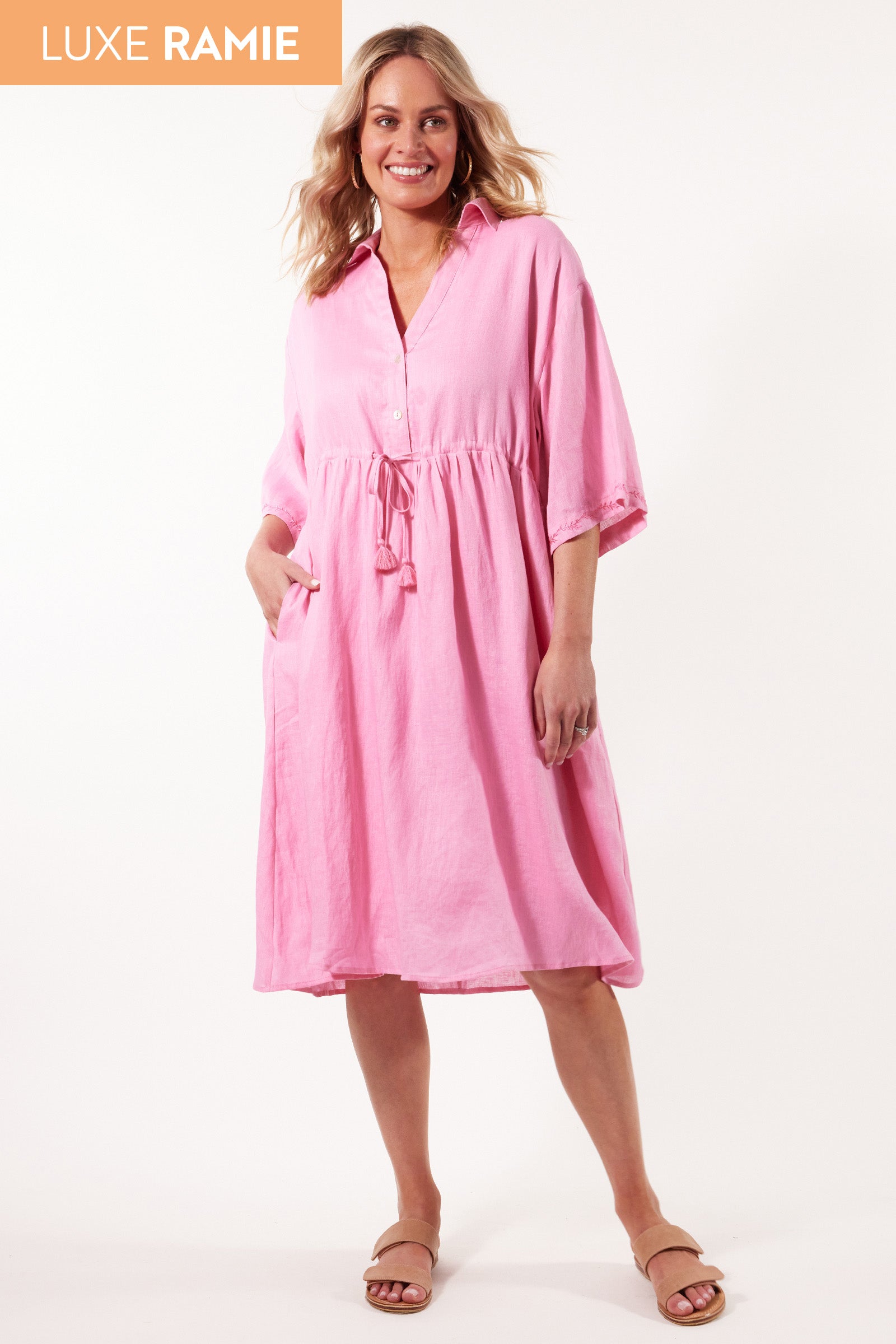 Gala Relax Dress - Peony - Isle of Mine Clothing - Dress Mid One Size Ramie