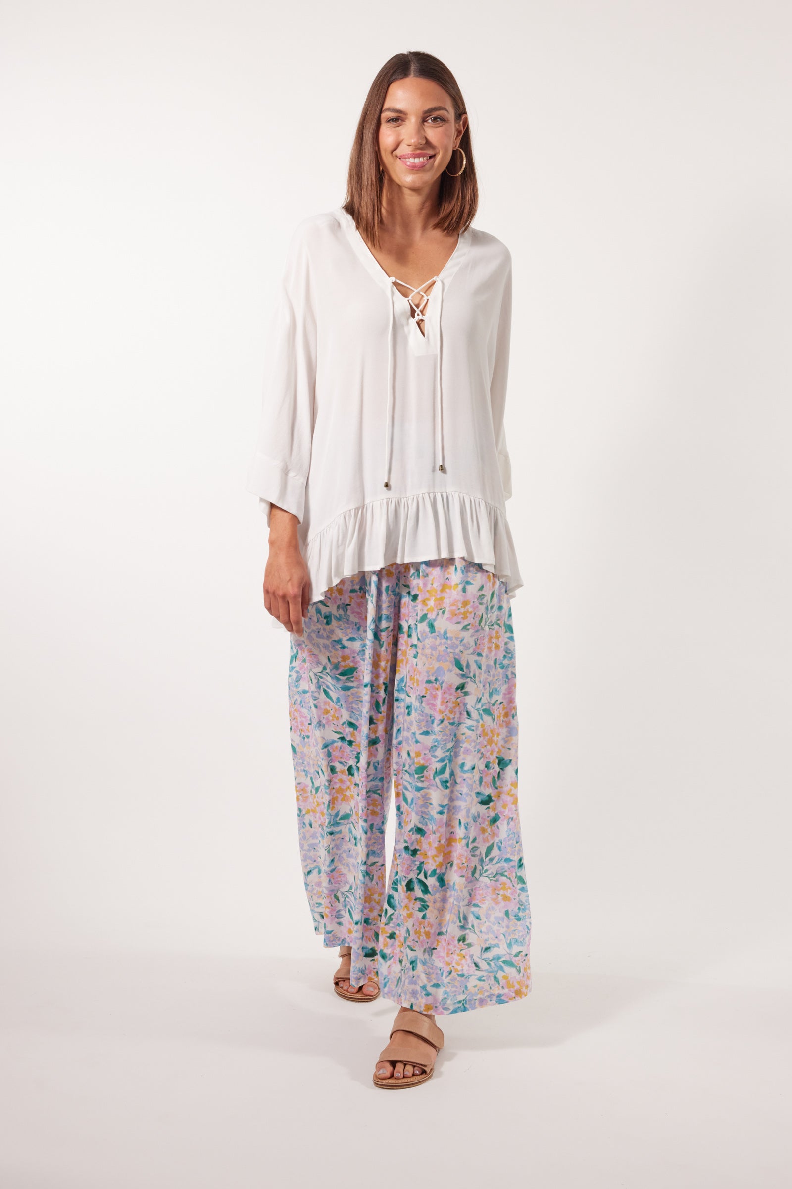 Botanical V Relax Top  - Lotus - Isle of Mine Clothing - Top 3/4 Sleeve