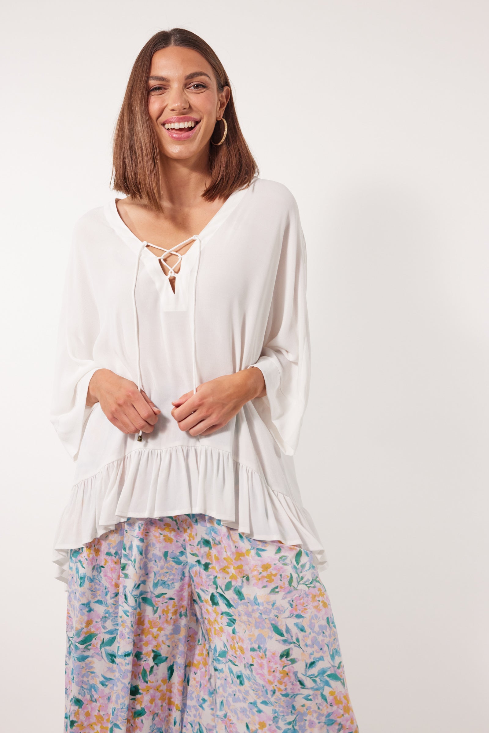 Botanical V Relax Top  - Lotus - Isle of Mine Clothing - Top 3/4 Sleeve