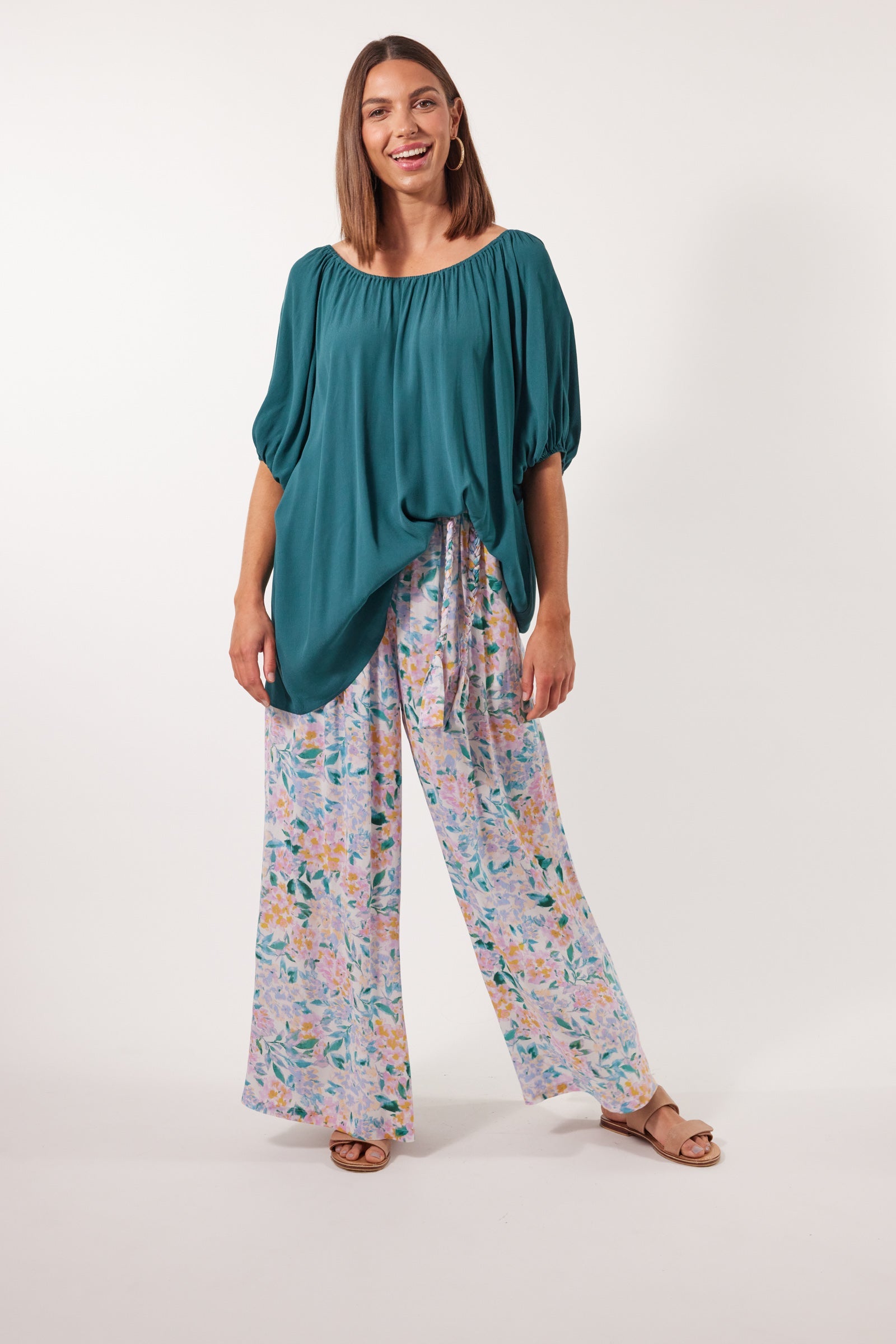 Botanical Relax Top - Teal - Isle of Mine Clothing - Top S/S One Size
