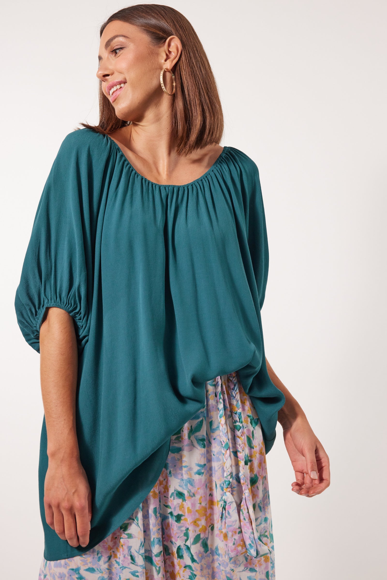 Botanical Relax Top - Teal - Isle of Mine Clothing - Top S/S One Size