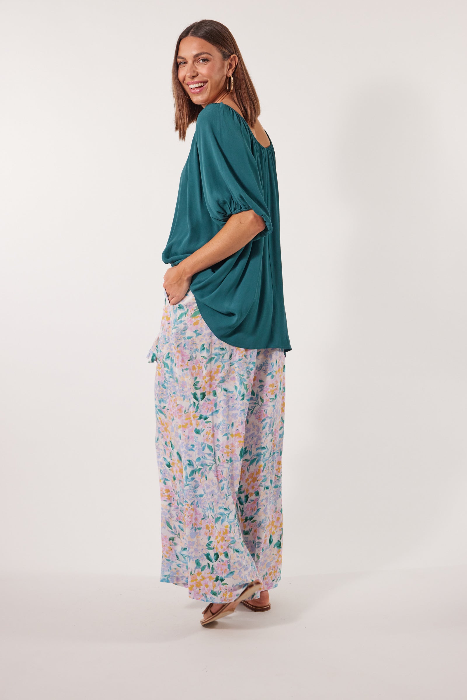 Botanical Relax Top - Teal - Isle of Mine Clothing - Top S/S One Size