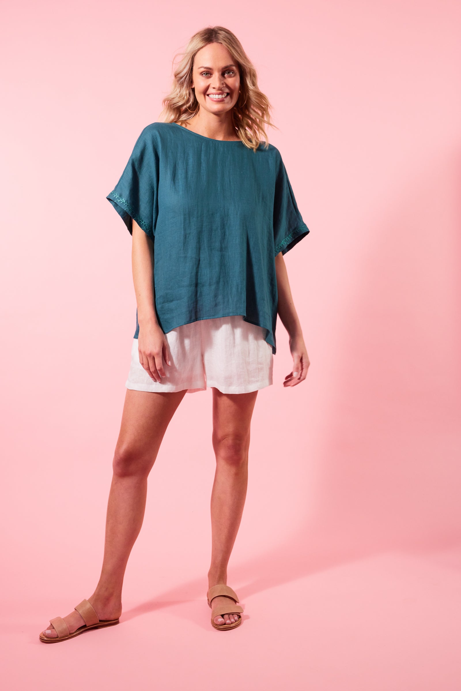 Gala Relax Top - Teal - Isle of Mine Clothing - Top One Size Ramie