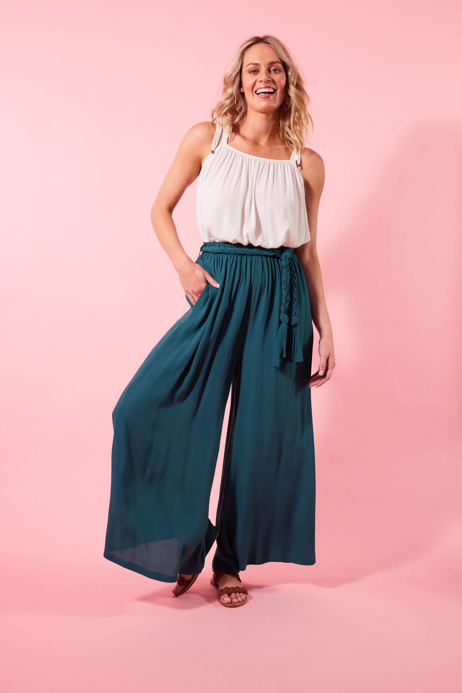 Botanical Pant - Teal - Isle of Mine Clothing - Pant Relaxed