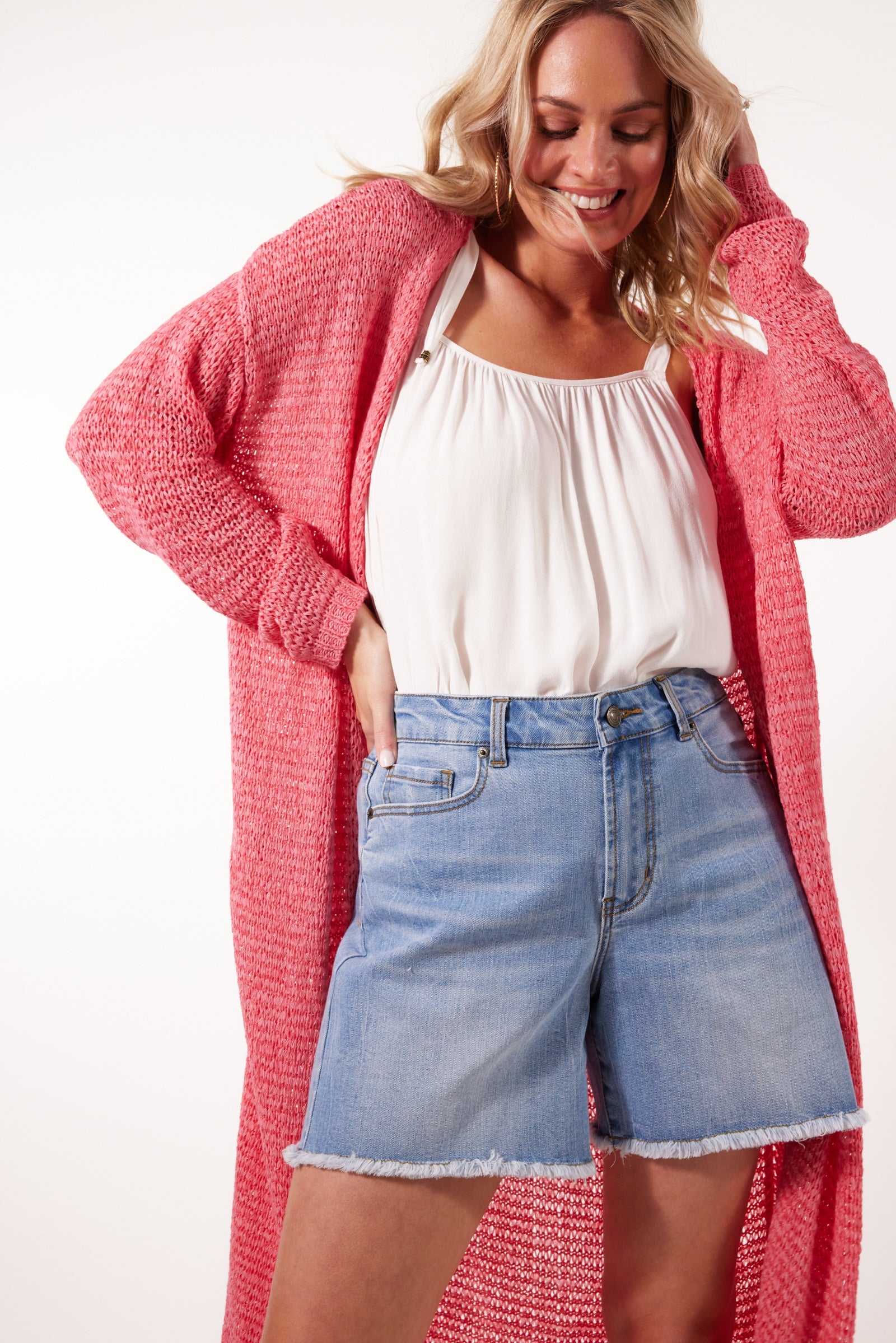 Marquee Cardigan - Camelia - Isle of Mine Clothing - Knit Cardigan Long