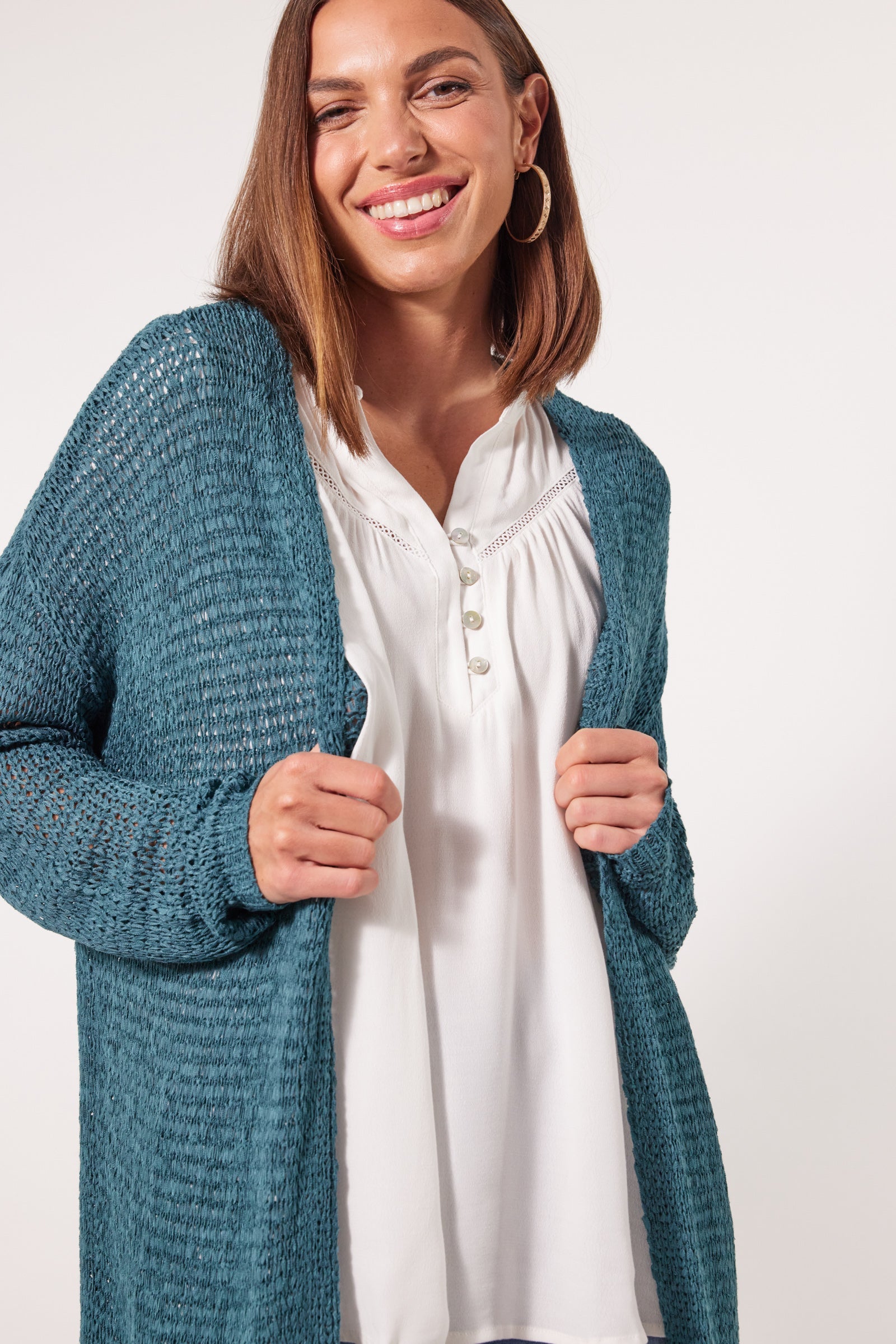 Marquee Cardigan - Teal - Isle of Mine Clothing - Knit Cardigan Long