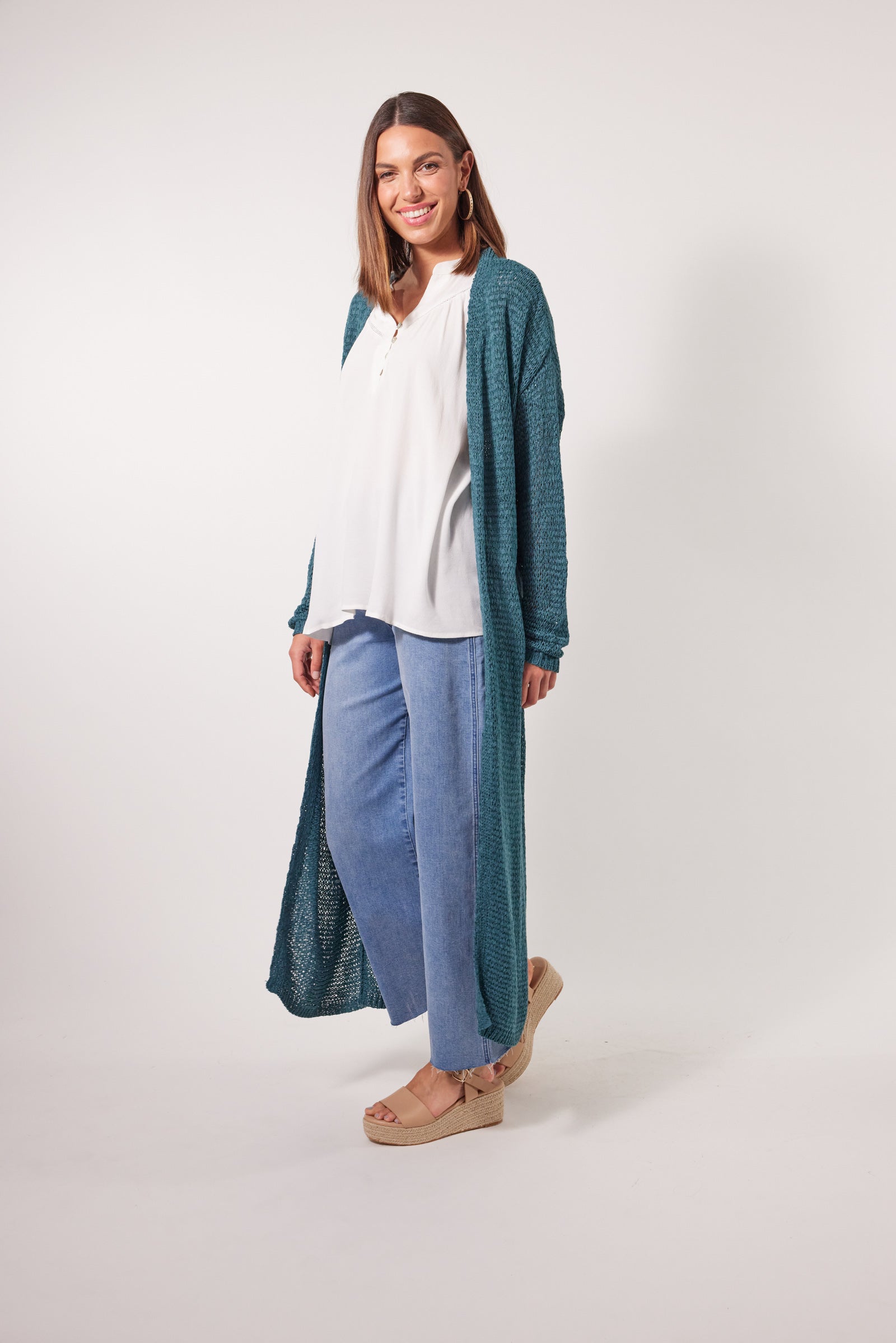 Marquee Cardigan - Teal - Isle of Mine Clothing - Knit Cardigan Long