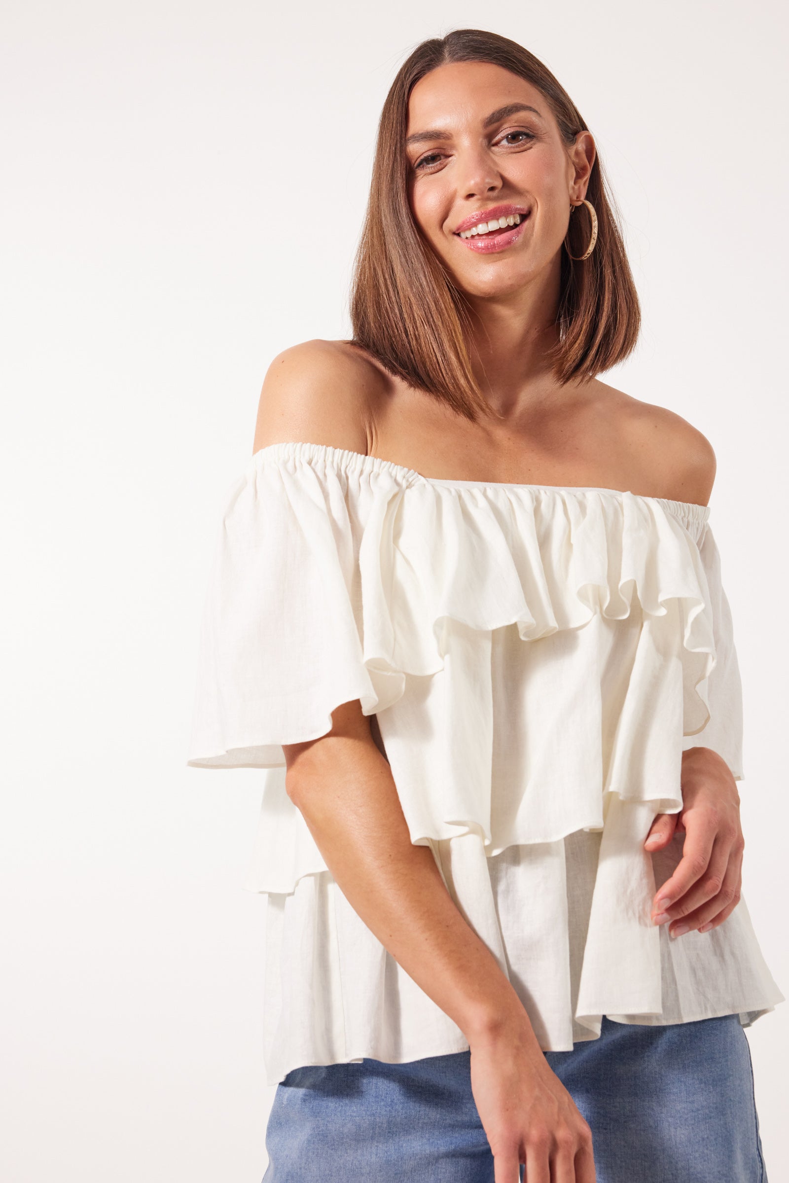 Flora Tiered Top - Lotus - Isle of Mine Clothing - Top S/S Linen