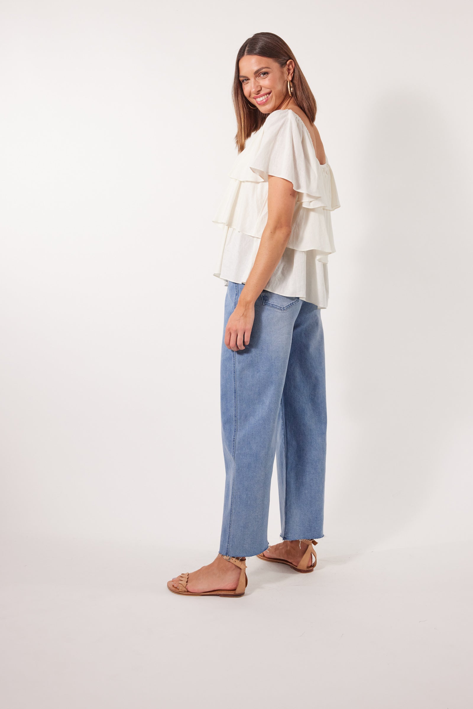 Flora Tiered Top - Lotus - Isle of Mine Clothing - Top S/S Linen