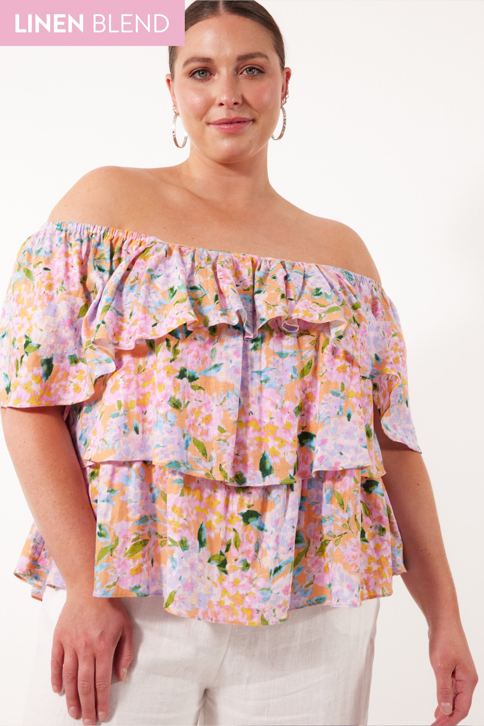 Flora Tiered Top - Sunset Hydrangea - Isle of Mine Clothing - Top S/S Linen