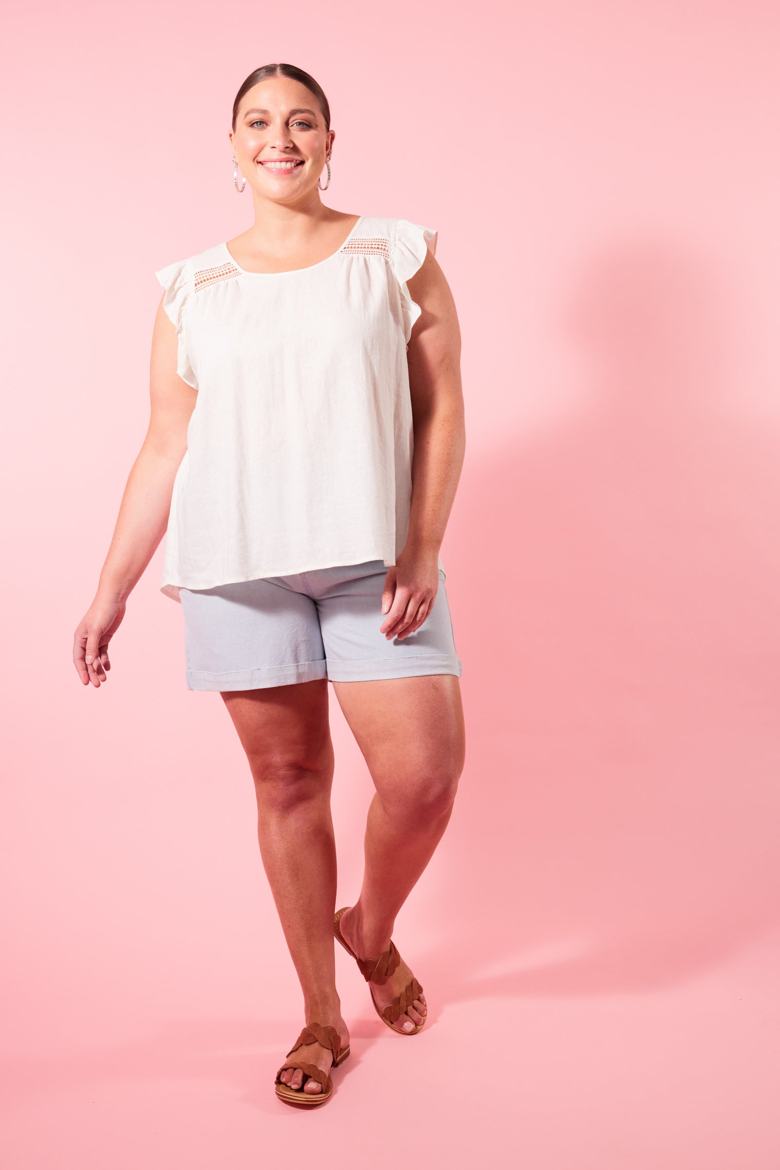 Flora Frill Top - Lotus - Isle of Mine Clothing - Top Sleeveless Linen