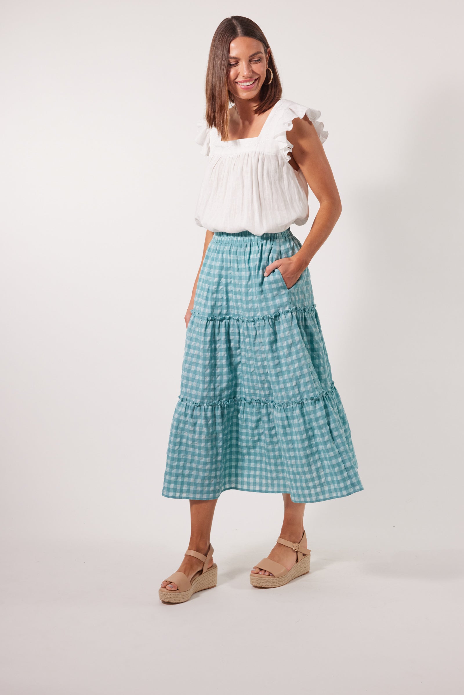 Alfresco Skirt - Haze - Isle of Mine Clothing - Skirt Mid Linen