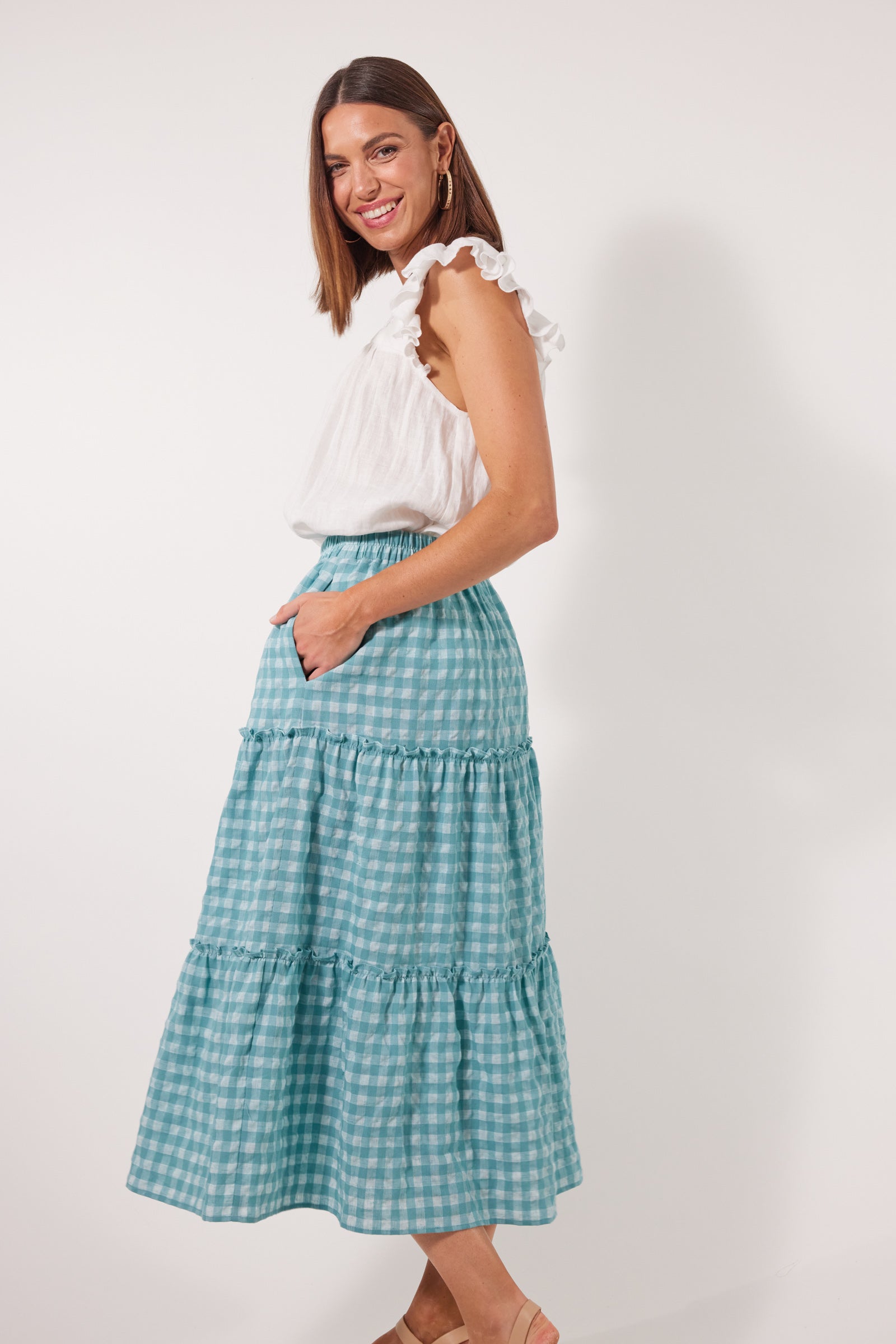 Alfresco Skirt - Haze - Isle of Mine Clothing - Skirt Mid Linen