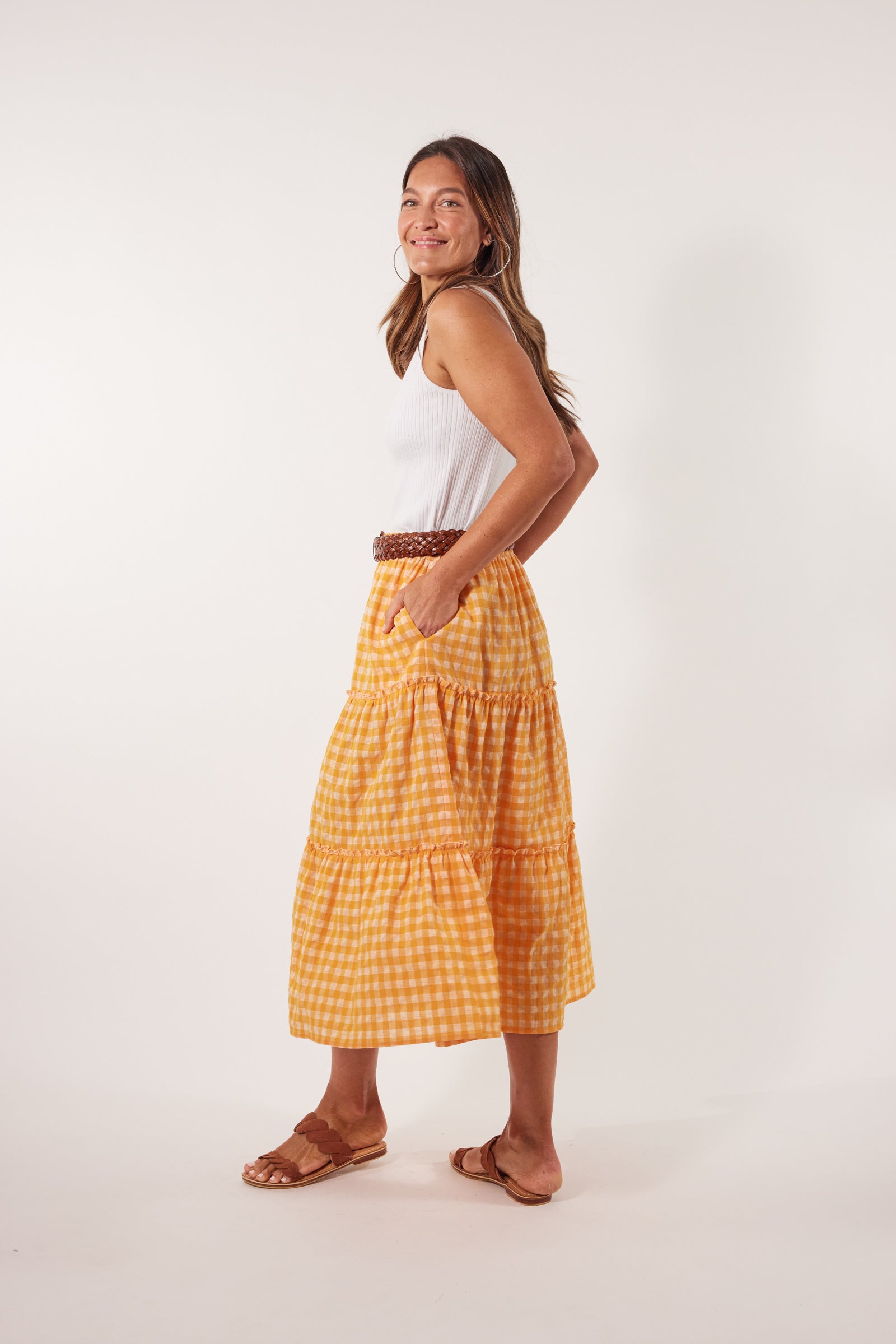 Alfresco Skirt - Sunrise - Isle of Mine Clothing - Skirt Mid Linen