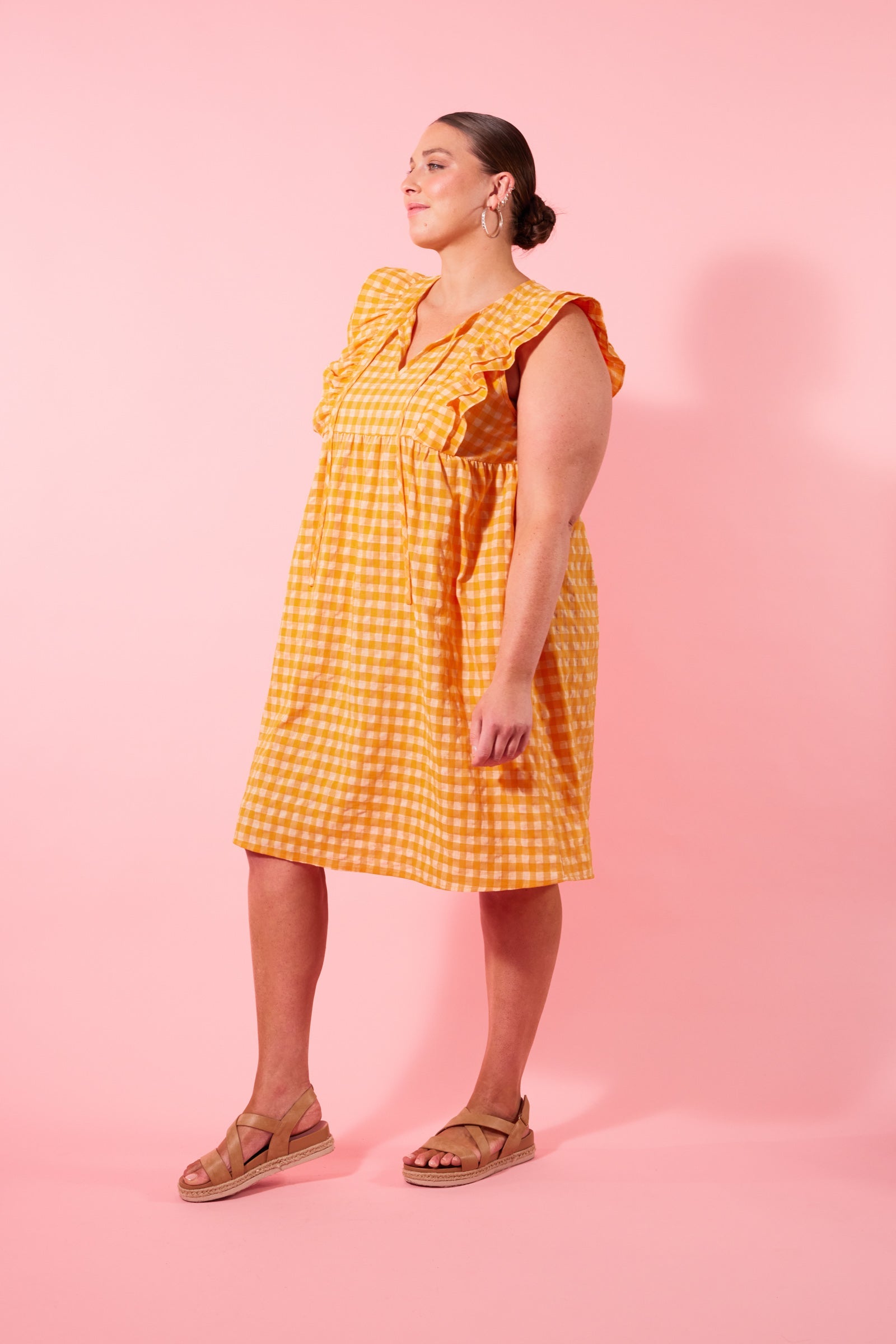 Alfresco Frill Dress - Sunrise - Isle of Mine Clothing - Dress Mid Linen