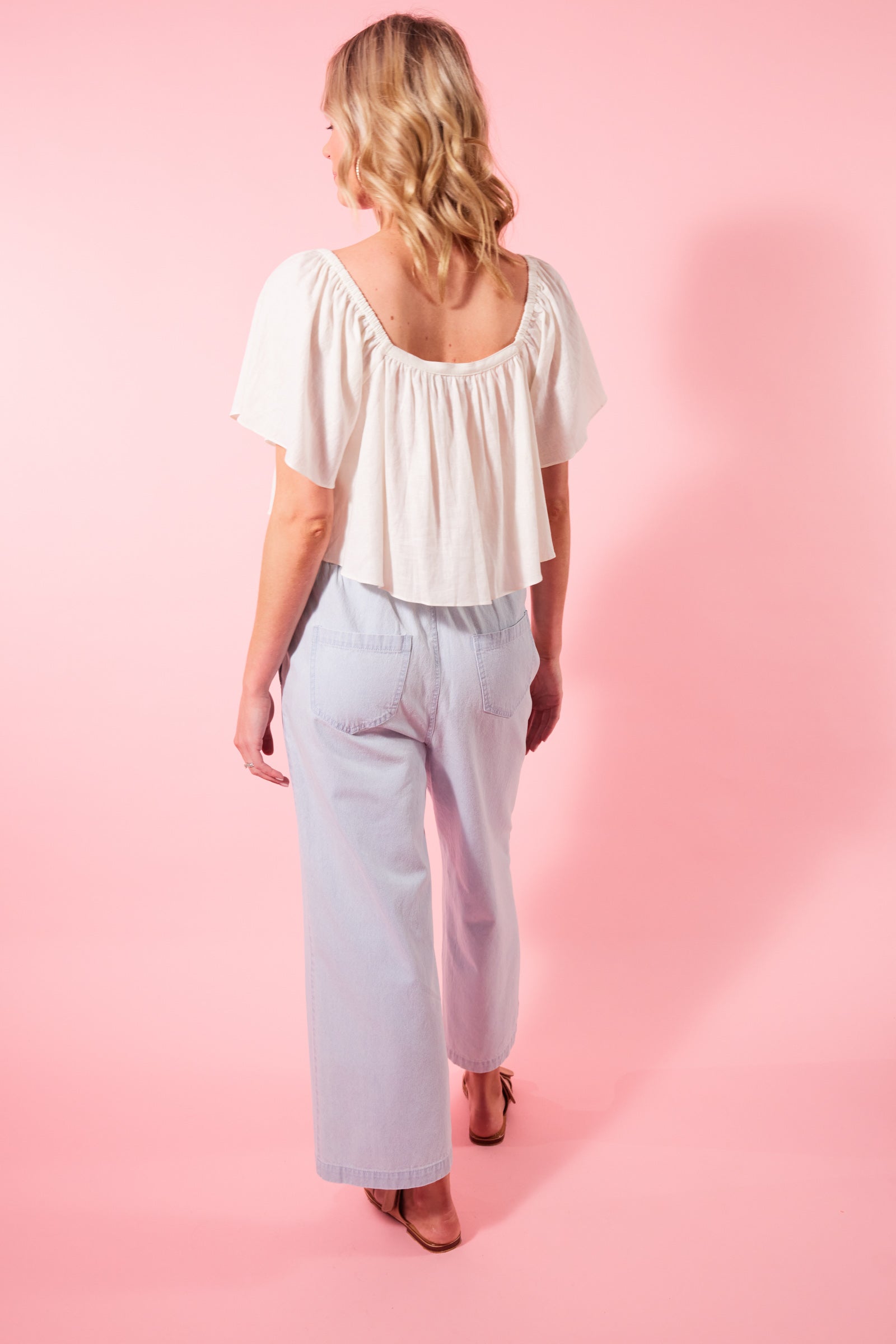 Flora Crop Top - Lotus - Isle of Mine Clothing - Top S/S Crop Linen