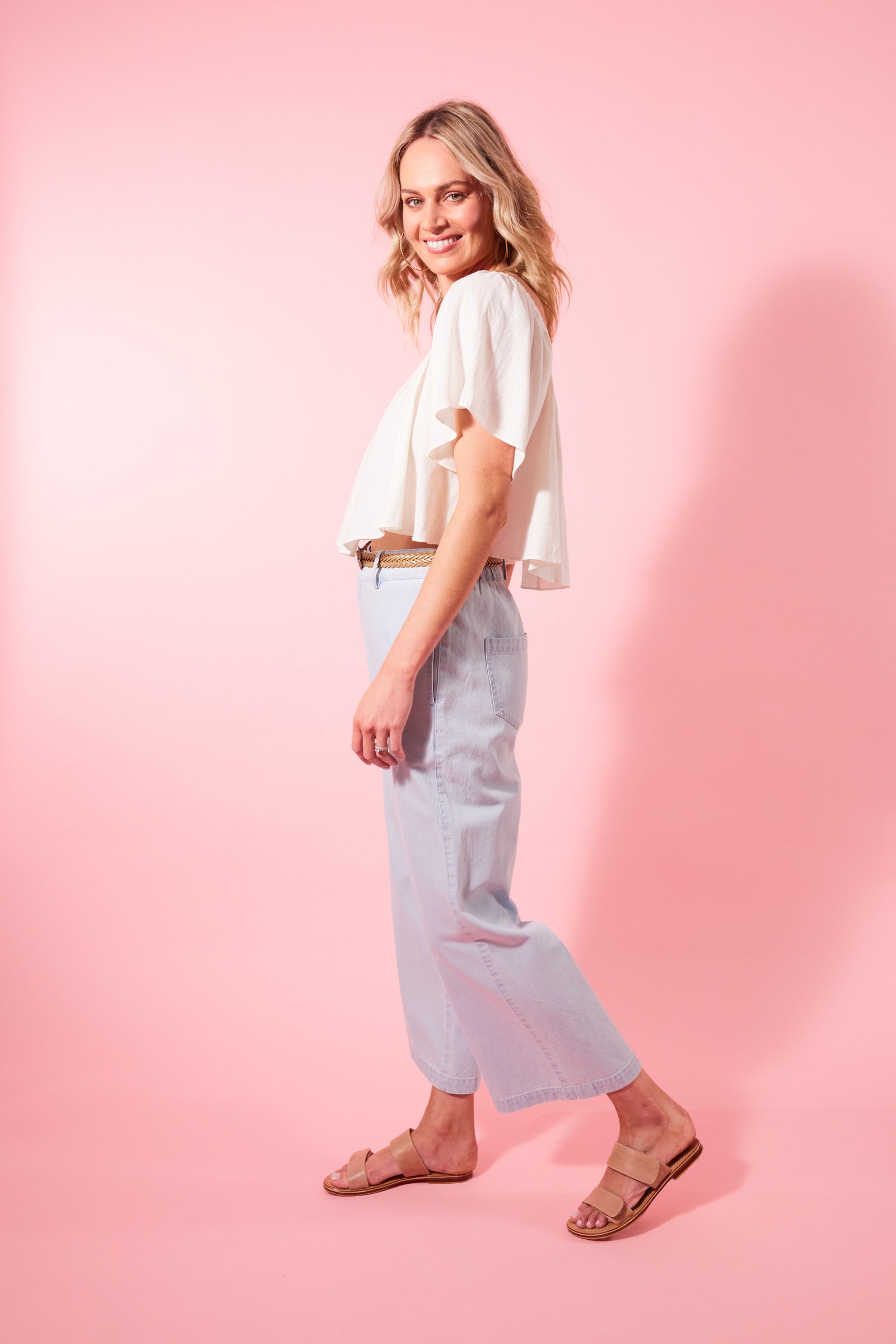 Flora Crop Top - Lotus - Isle of Mine Clothing - Top S/S Crop Linen