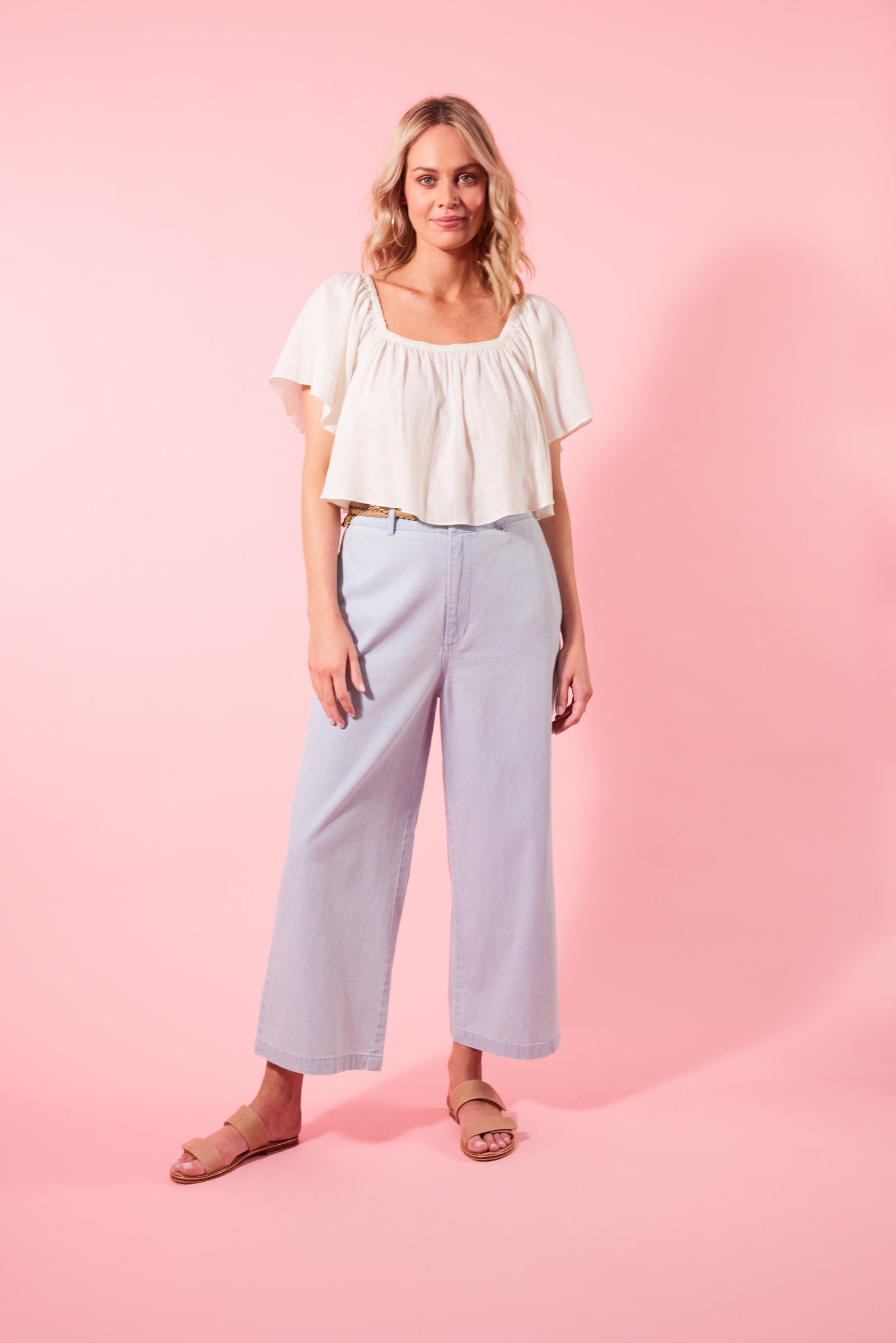 Flora Crop Top - Lotus - Isle of Mine Clothing - Top S/S Crop Linen