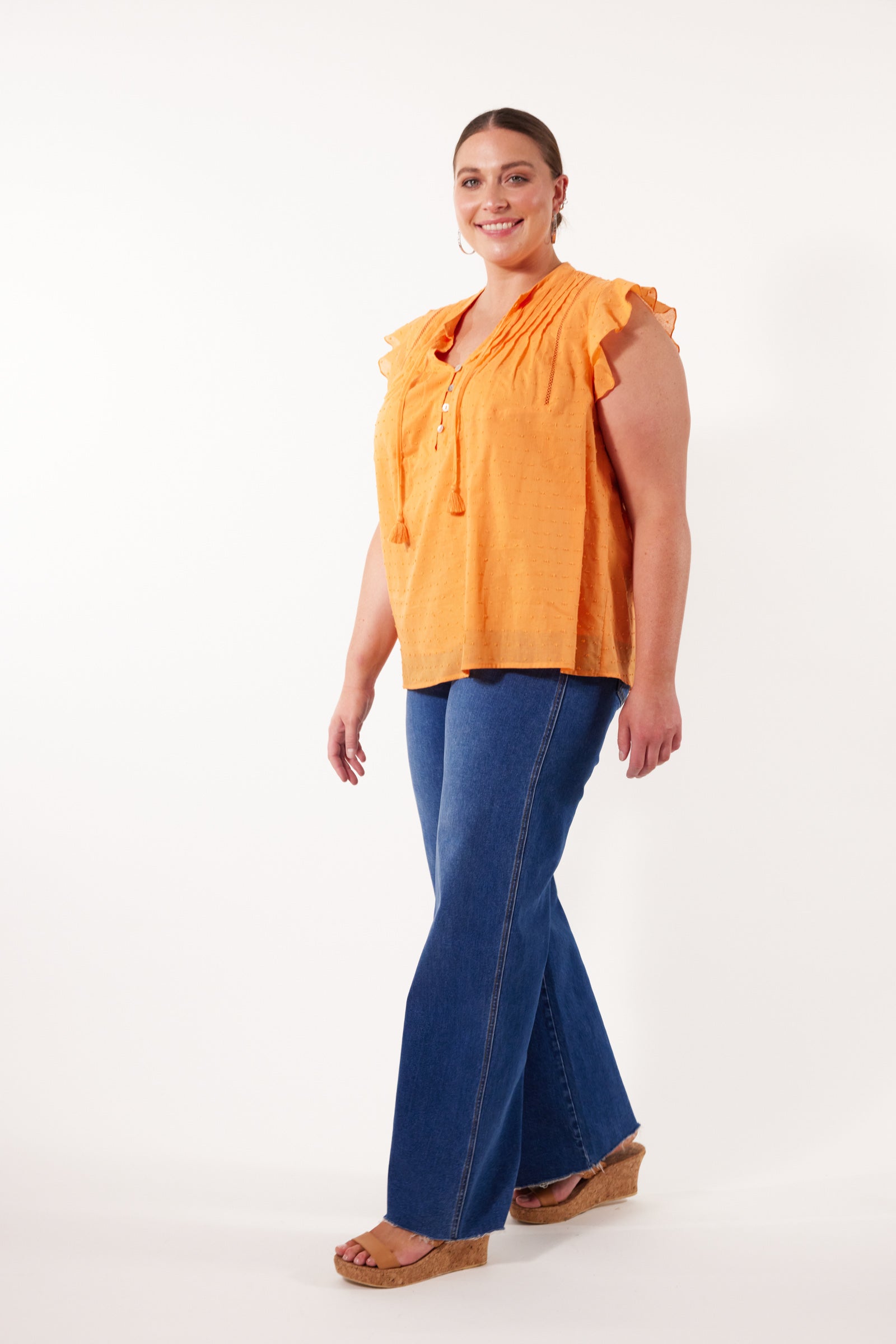Soiree Top - Tangelo - Isle of Mine Clothing - Top Cap Sleeve