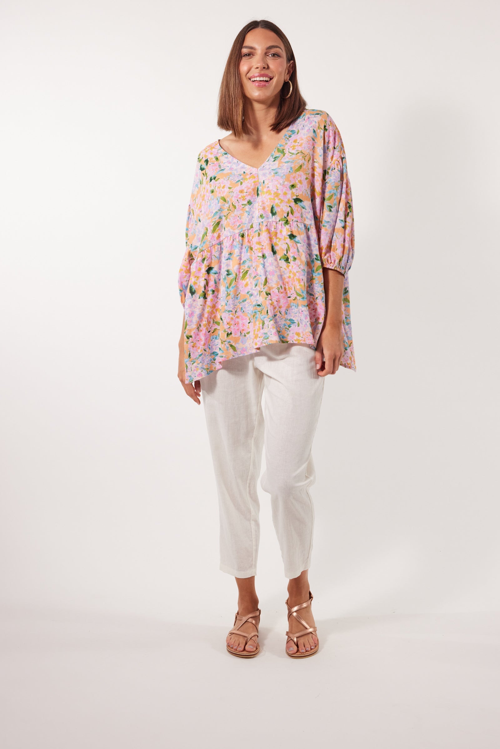 Flora Relax Top - Sunset Hydrangea - Isle of Mine Clothing - Top S/S One Size