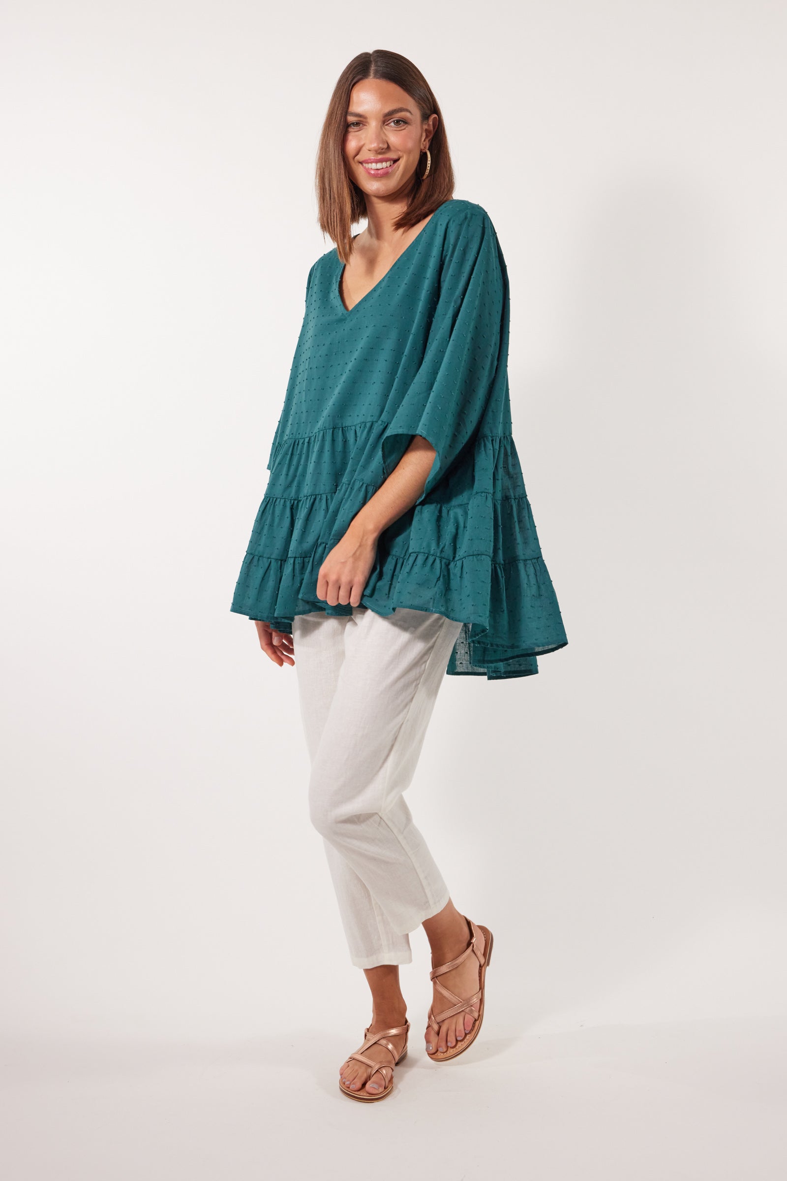 Soiree Relax Top - Teal - Isle of Mine Clothing - Top 3/4 Sleeve One Size