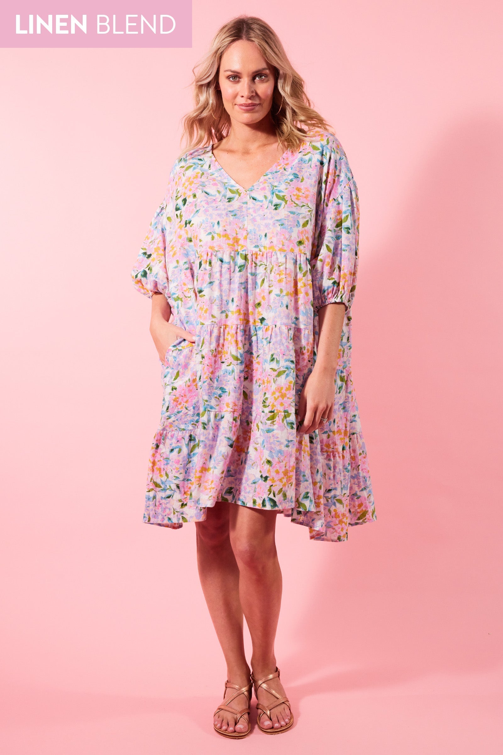 Flora Relax Dress - Salt Hydrangea - Isle of Mine Clothing - Dress Mid One Size