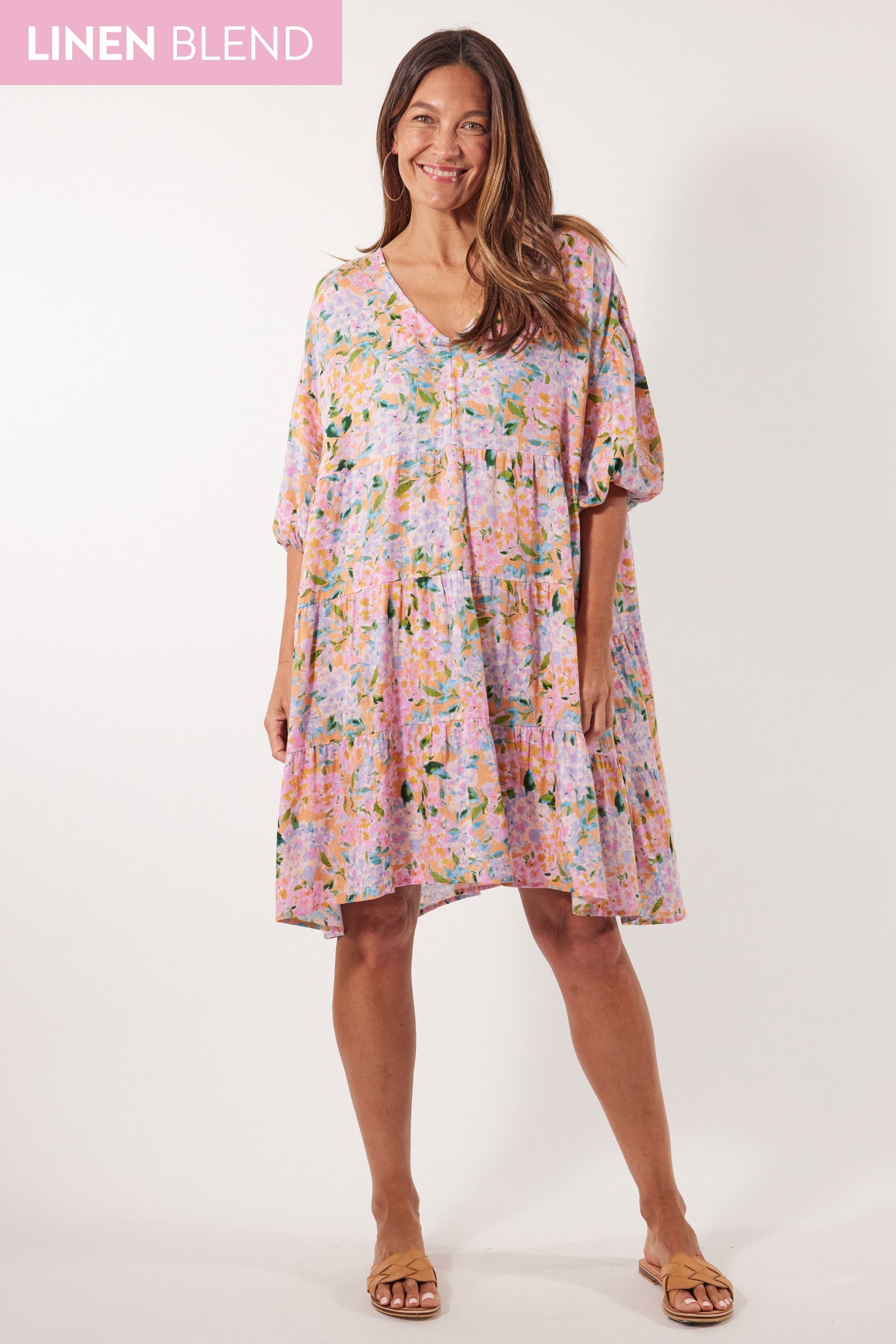 Flora Relax Dress - Sunset Hydrangea - Isle of Mine Clothing - Dress Mid One Size