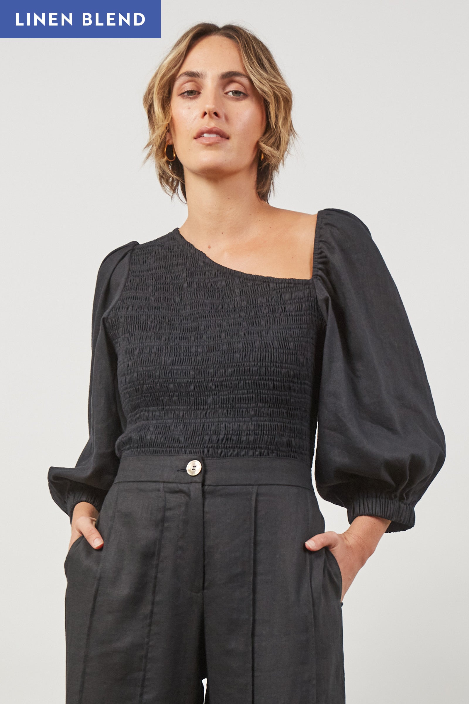 Panorama Shirred Top - Onyx