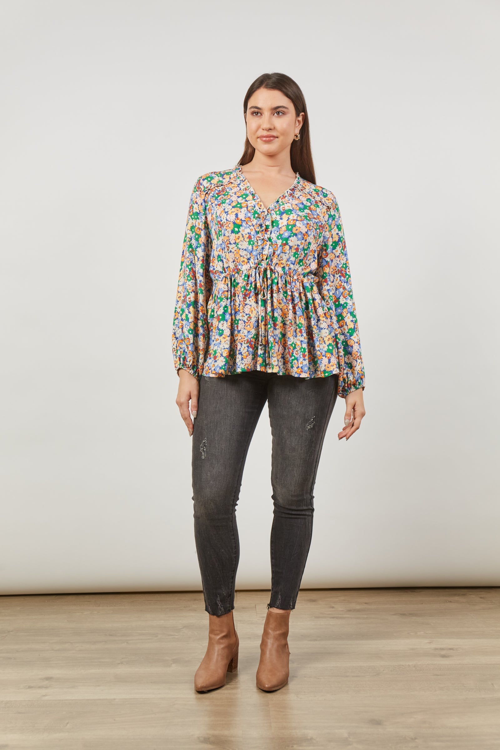 Euphoria Tie Top - Meadow Bloom - Isle of Mine Clothing - Top L/S Dressy