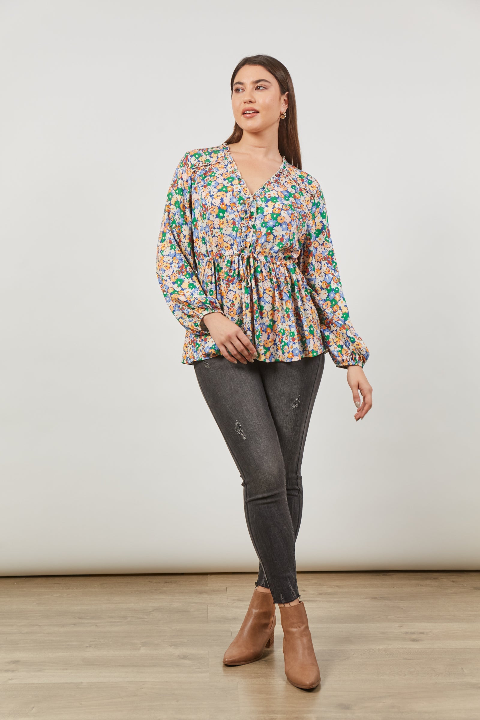 Euphoria Tie Top - Meadow Bloom - Isle of Mine Clothing - Top L/S Dressy