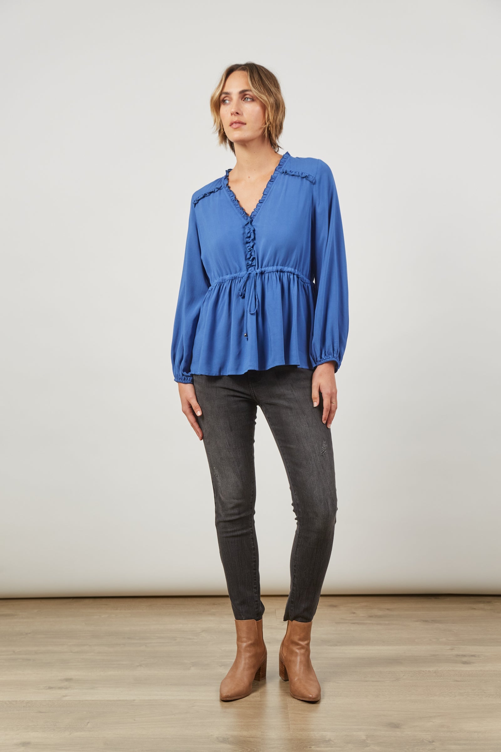 Euphoria Tie Top - Azure - Isle of Mine Clothing - Top L/S Dressy