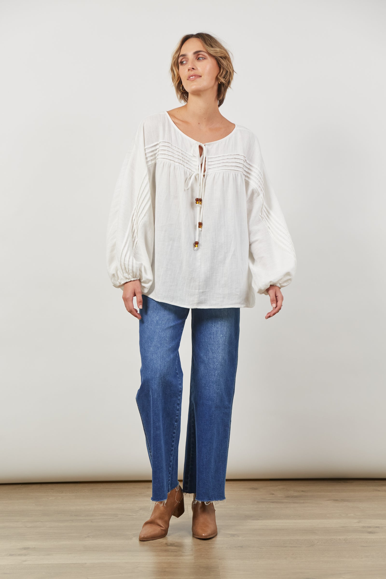 Panorama Tuck Blouse - Dove