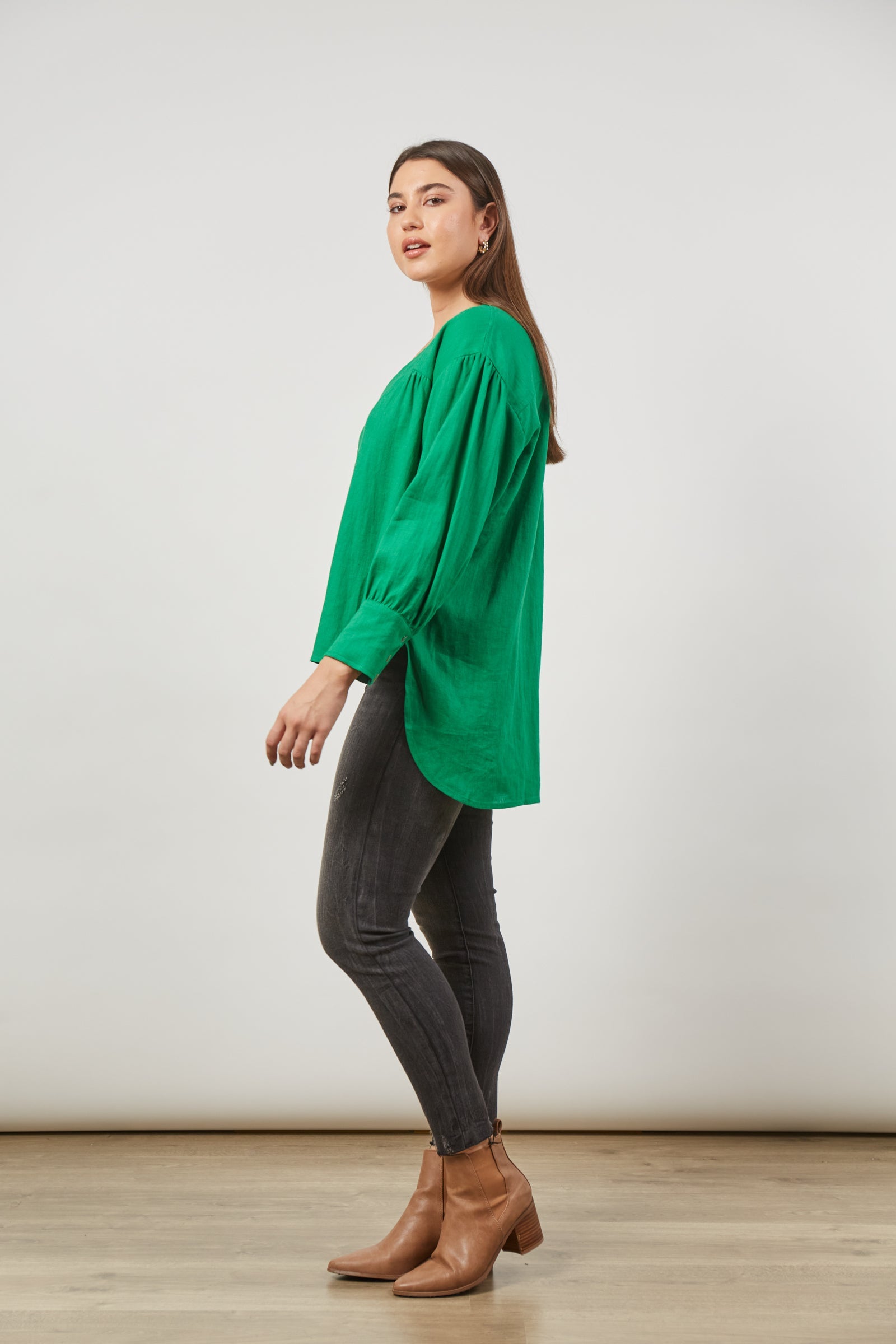 Panorama Blouse - Meadow - Isle of Mine Clothing - Top L/S Linen