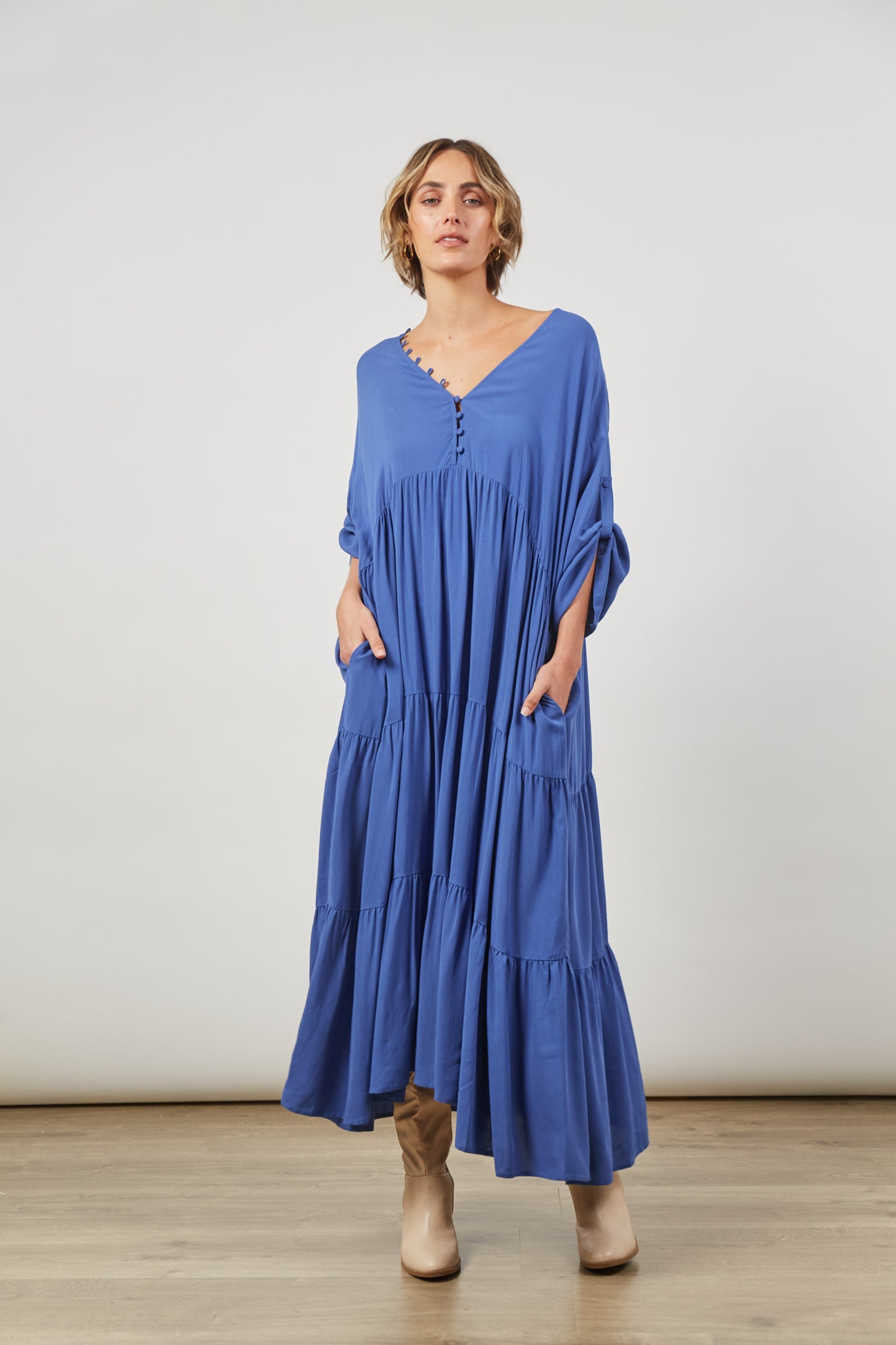 Euphoria Button Maxi - Azure - Isle of Mine Clothing - Dress Maxi One Size