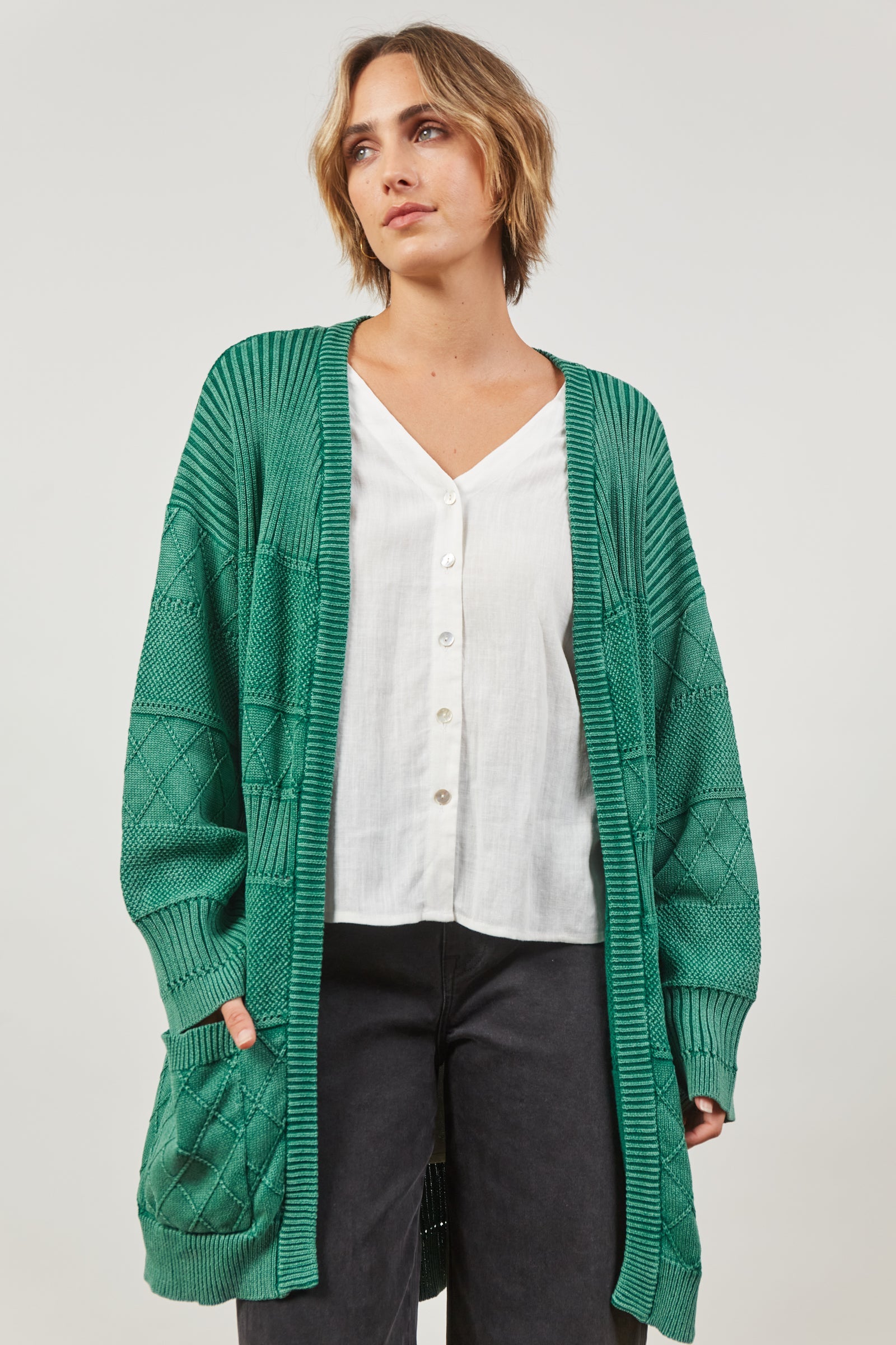 Metro Cardigan - Hunter - Isle of Mine Clothing - Knit Cardigan Long One Size