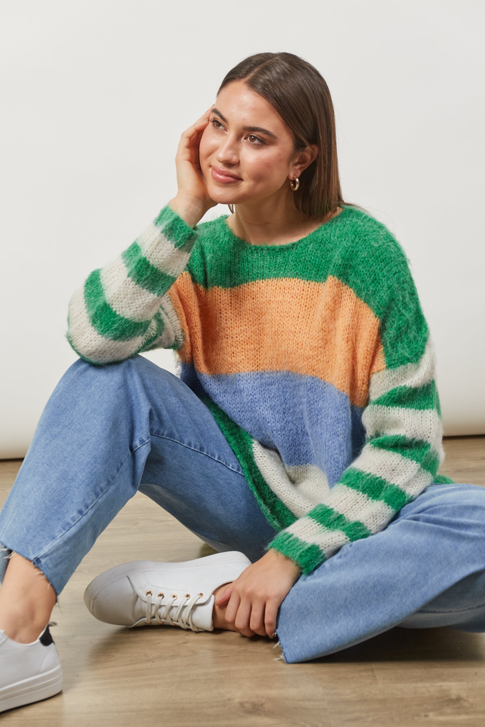 Serene Stripe Jumper - Meadow Stripe - Isle of Mine Clothing - Knit Jumper One Size