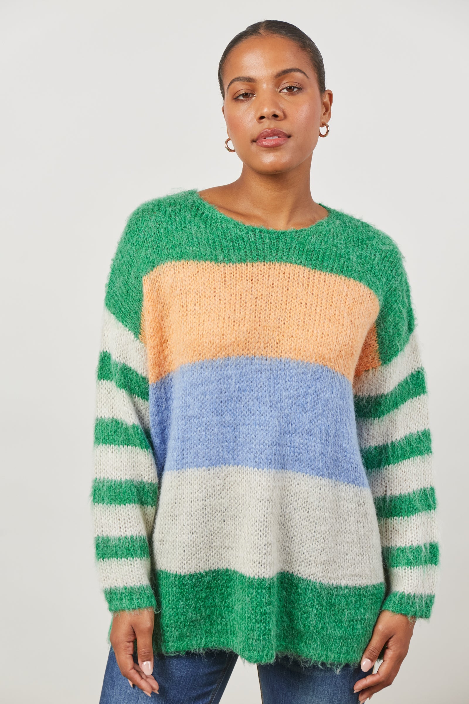 Serene Stripe Jumper - Meadow Stripe - Isle of Mine Clothing - Knit Jumper One Size