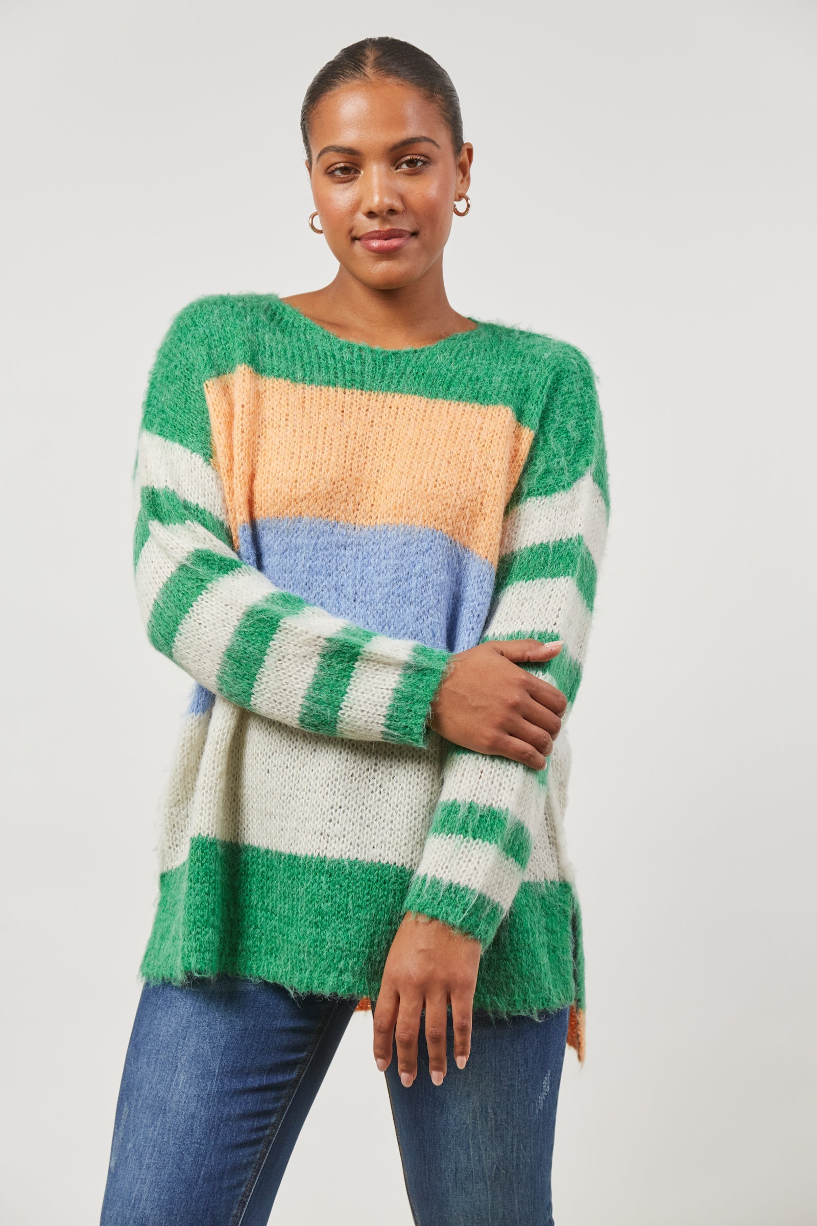 Serene Stripe Jumper - Meadow Stripe - Isle of Mine Clothing - Knit Jumper One Size