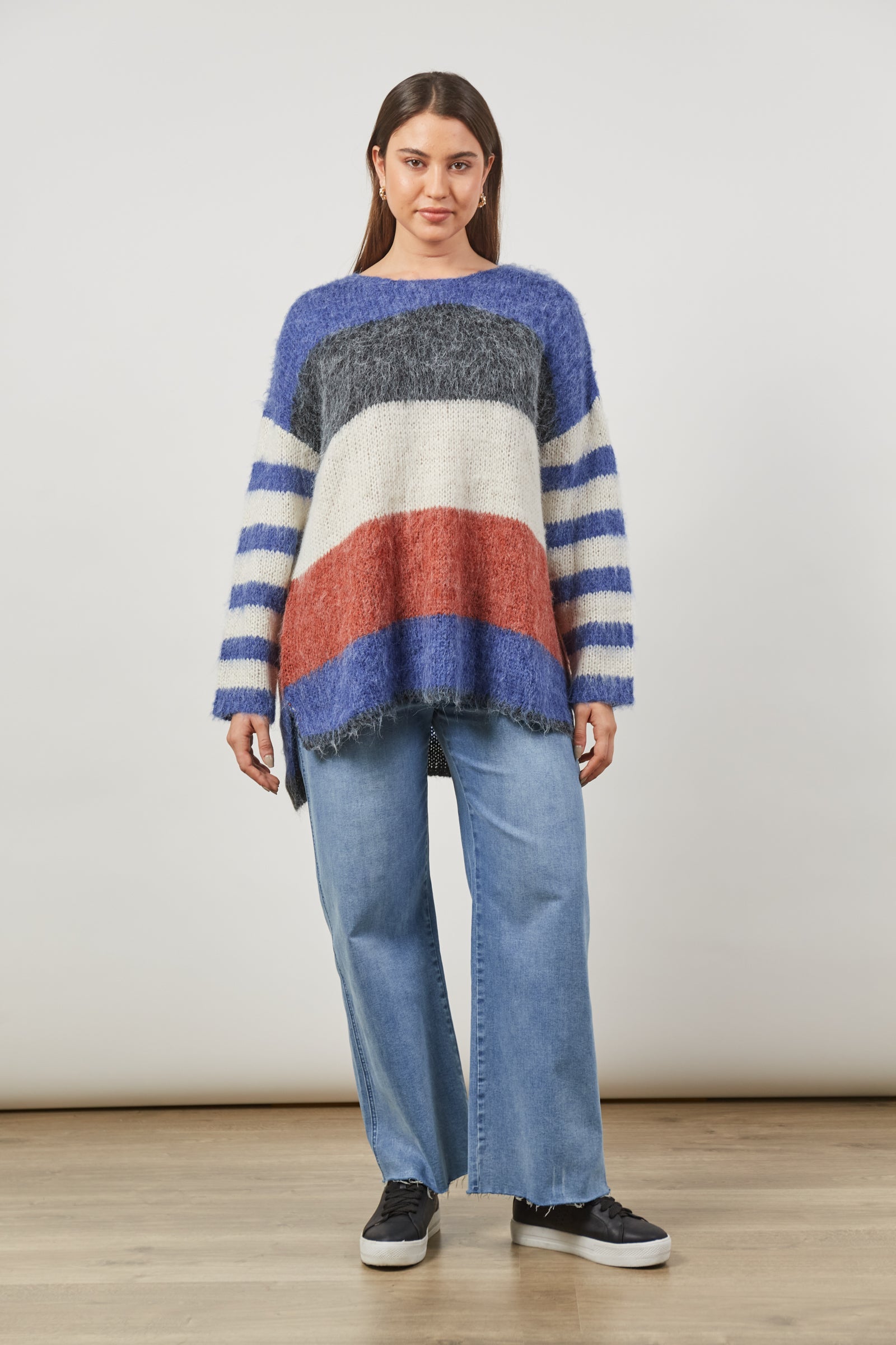 Serene Stripe Jumper - Azure Stripe - Isle of Mine Clothing - Knit Jumper One Size